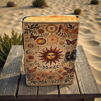 Celestial Sun Vintage Handmade Leather Journal Grimoire