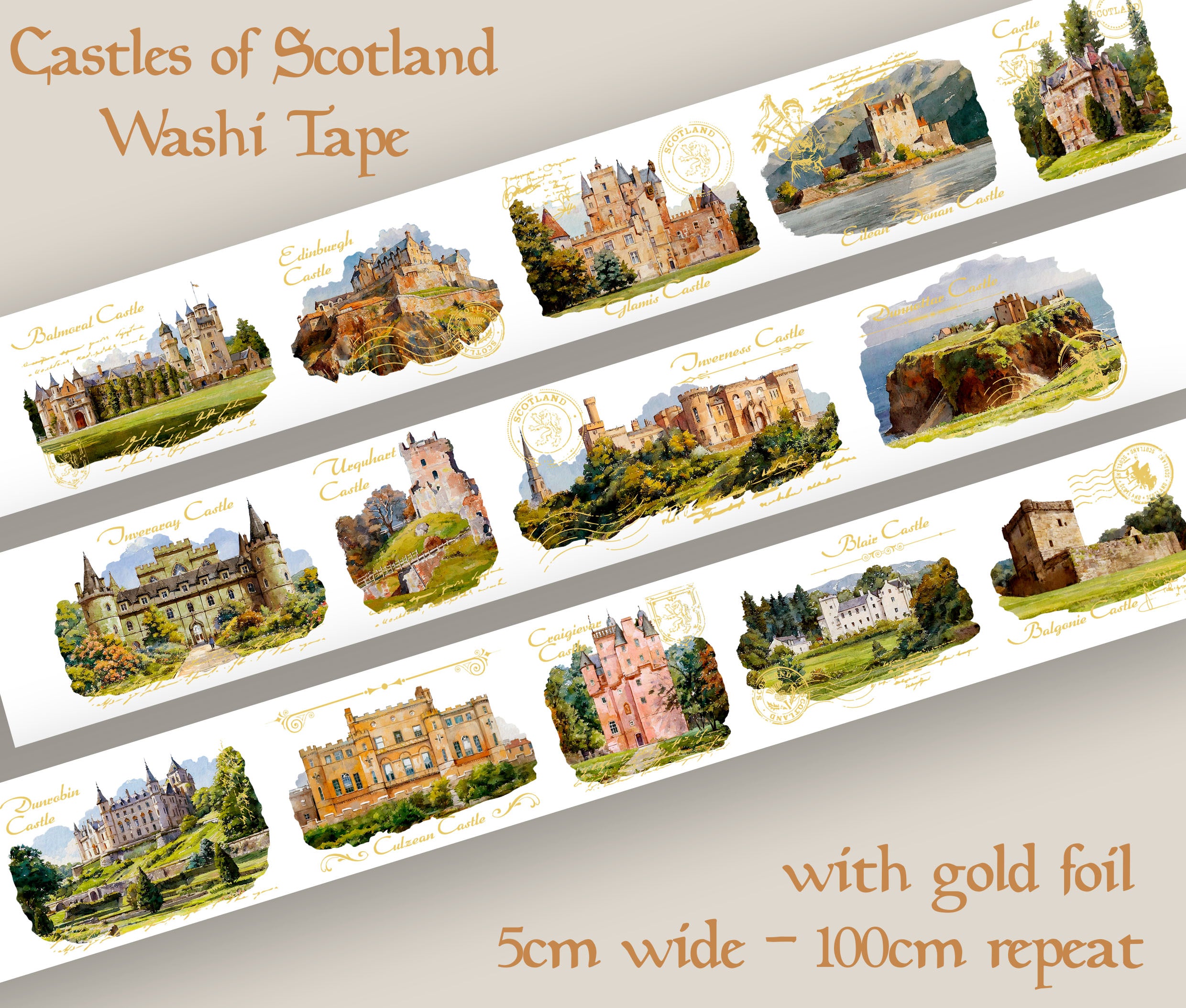 Scotland Castles Washi Tape