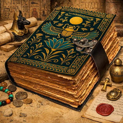 Egyptian Scarab Vintage Handmade Leather Journal Grimoire