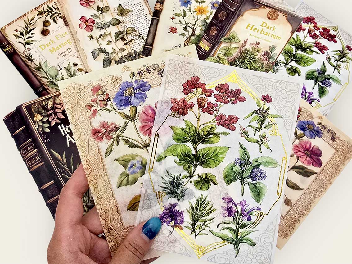 Dark Floral Musings Cards & Sticker Set
