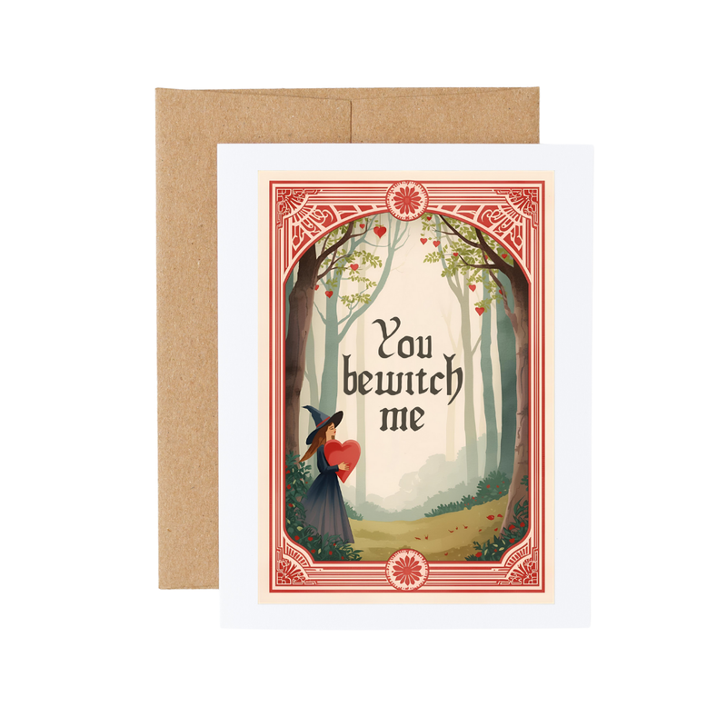 You Bewitch Me Fantasy Forest Witch Valentine Card