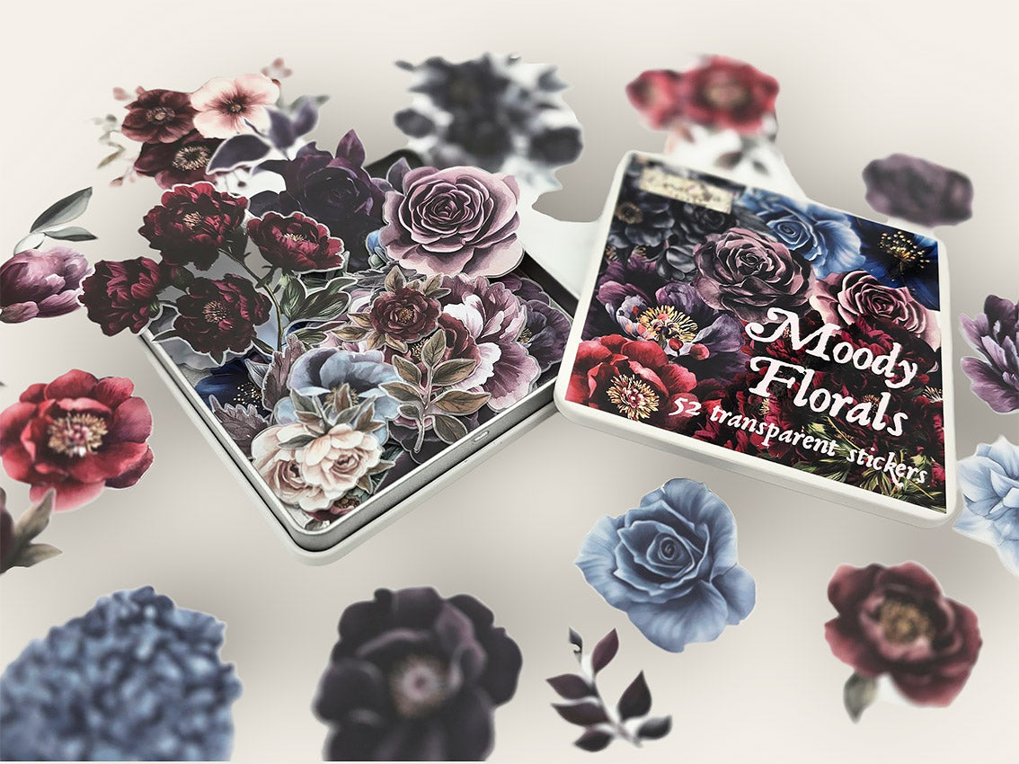 Moody Flowers Sticker Tin Box