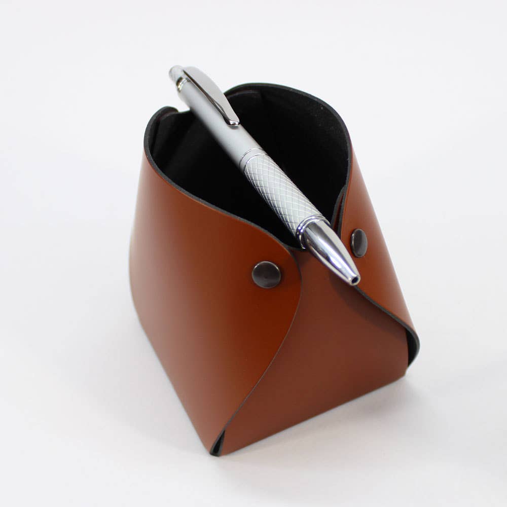 San Lorenzo Design Leather Pen Pot, Brush Holder, Organizer