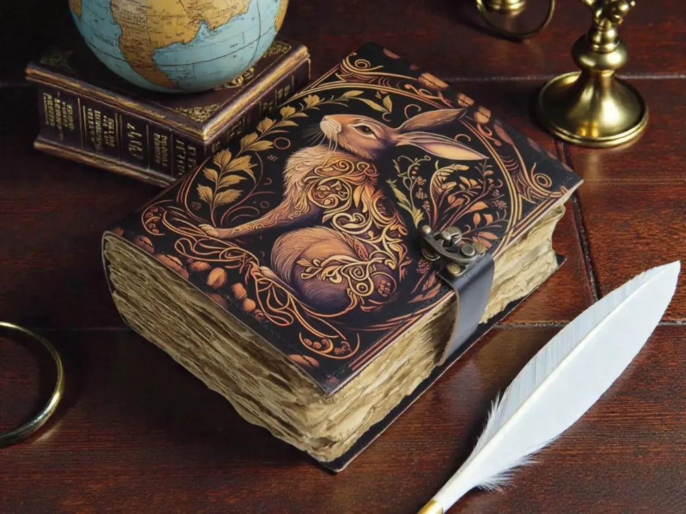Hare Rabbit Leather Journal Handmade Vintage Grimoire