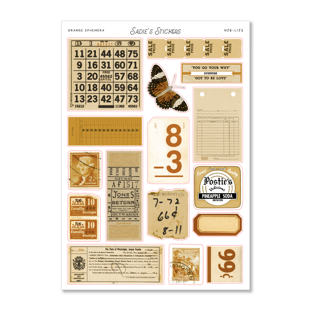 Orange Ephemera • Trinkets & Tidbits Sticker Sheet