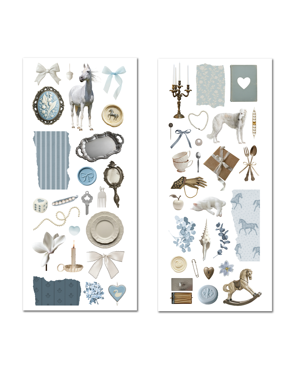 Maison Bleu - Vintage Blue Ephemera Sticker Sheet Set