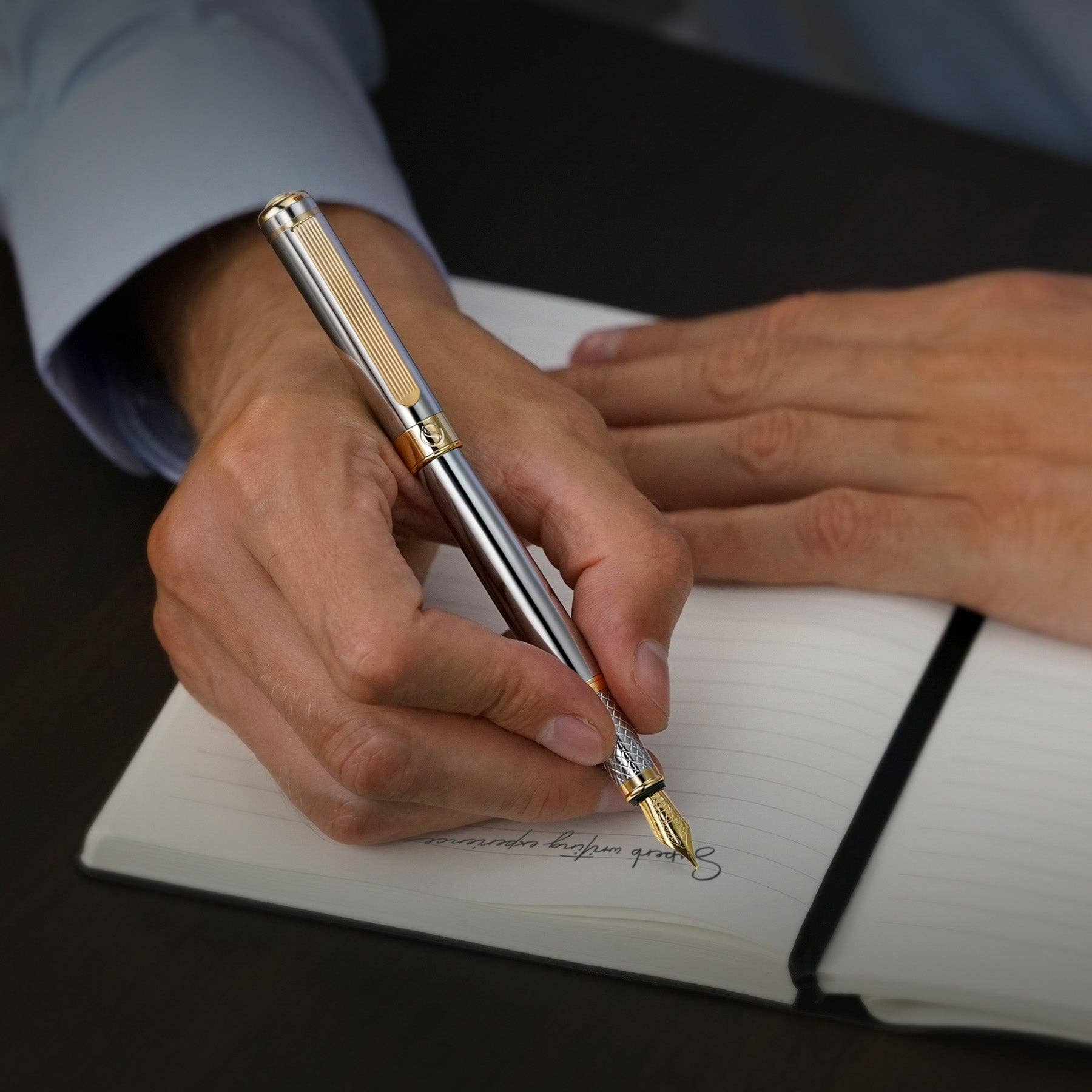 Classic Silver Chrome Fountain Pen - Medium Nib