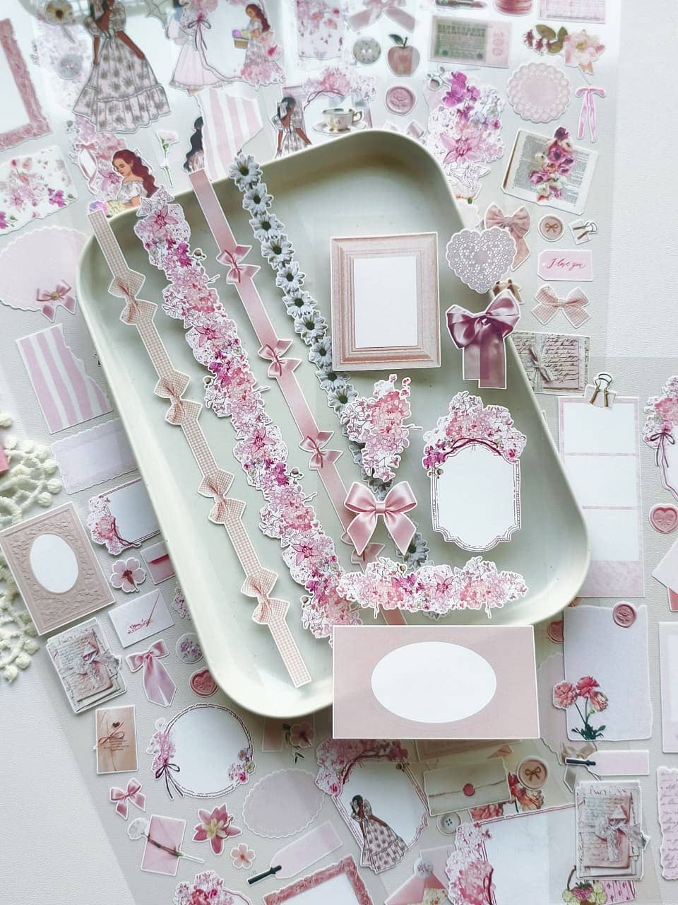 Pink Romantic - Vintage Ephemera Sticker Sheet Set