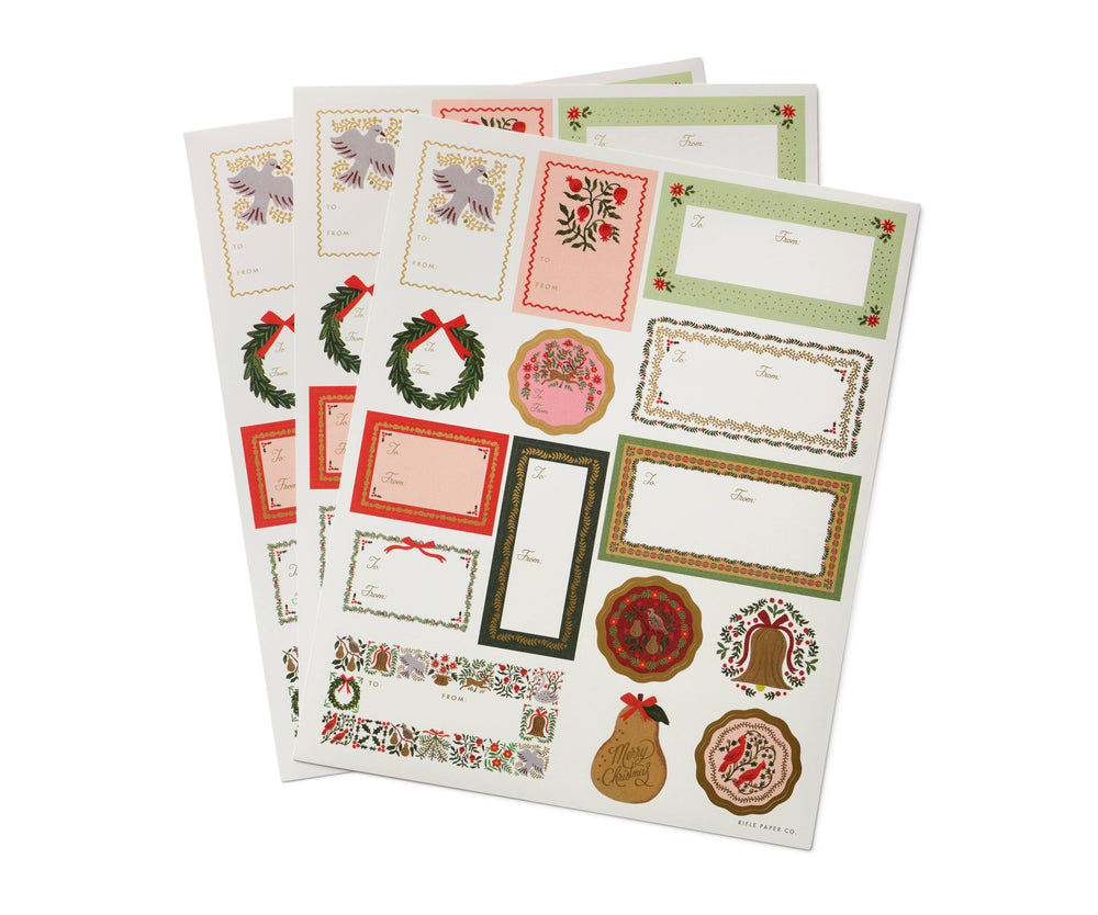 Pack of 3 Christmastide Stickers & Labels - Rifle Paper Co