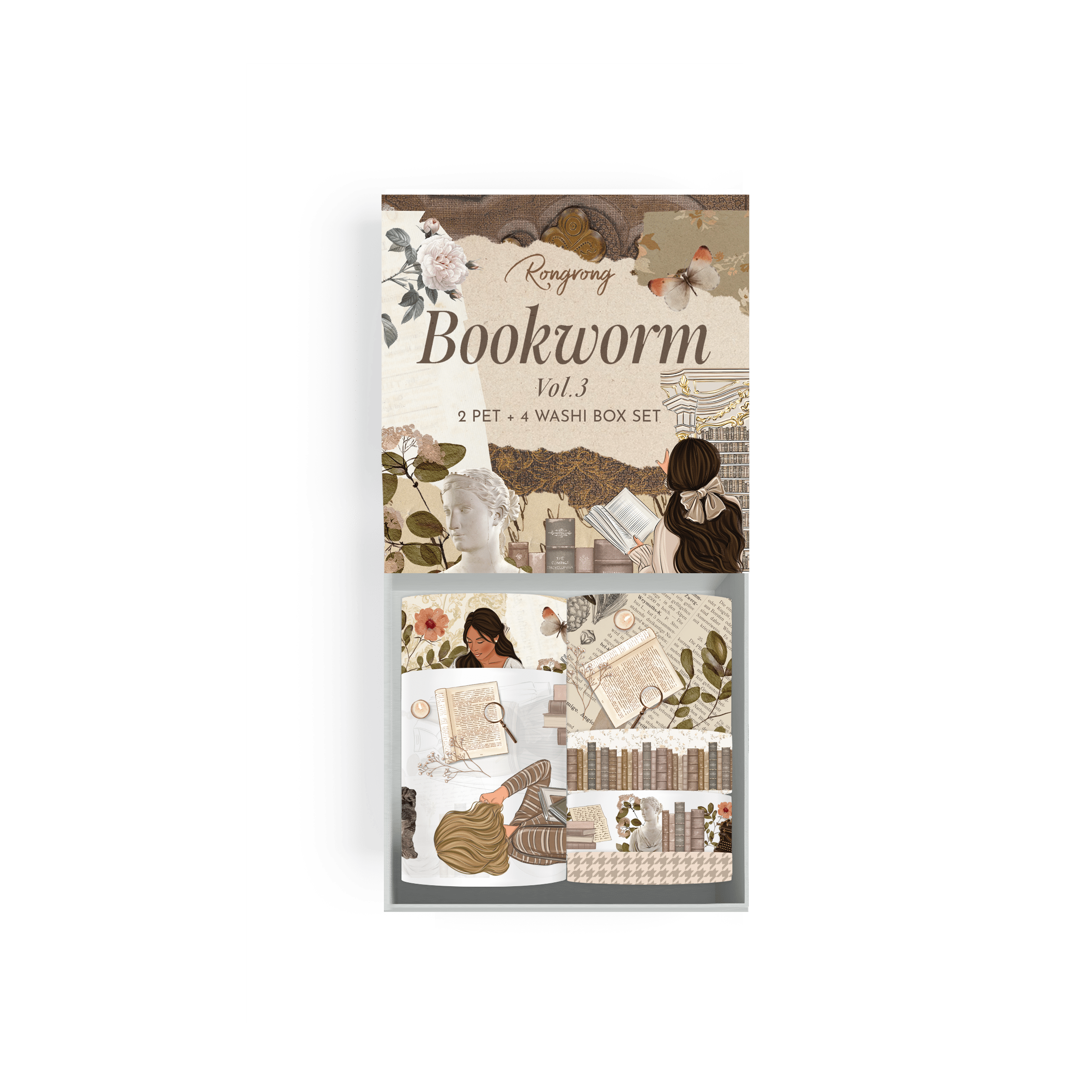 Bookworm Vol.3 Pre-cut PET Tape + Washi Box Set