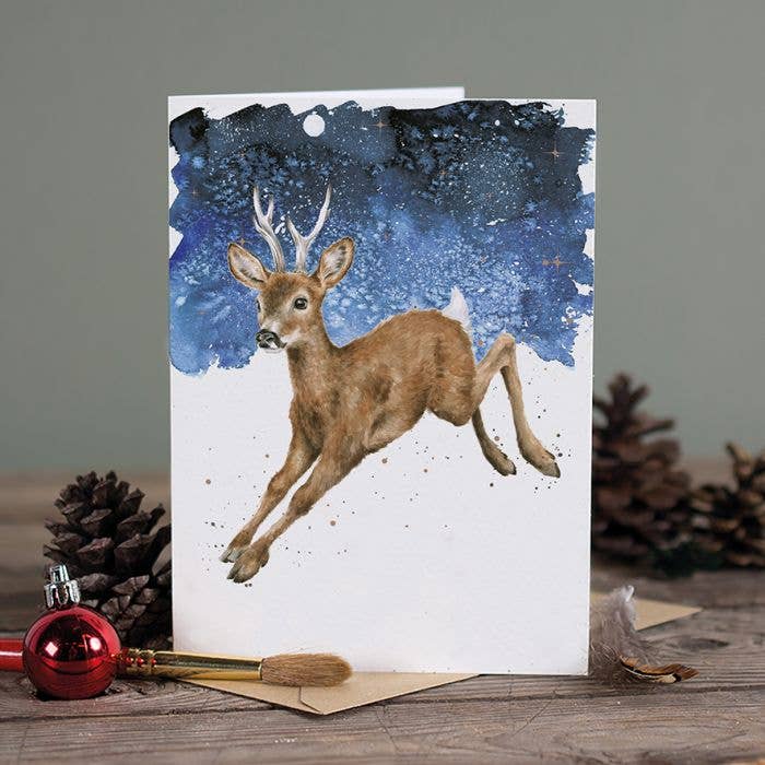 Dash Away Festive Deer Christmas Card