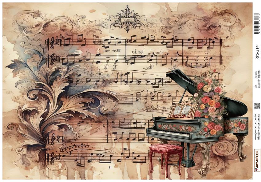 Vintage Piano Rice Paper