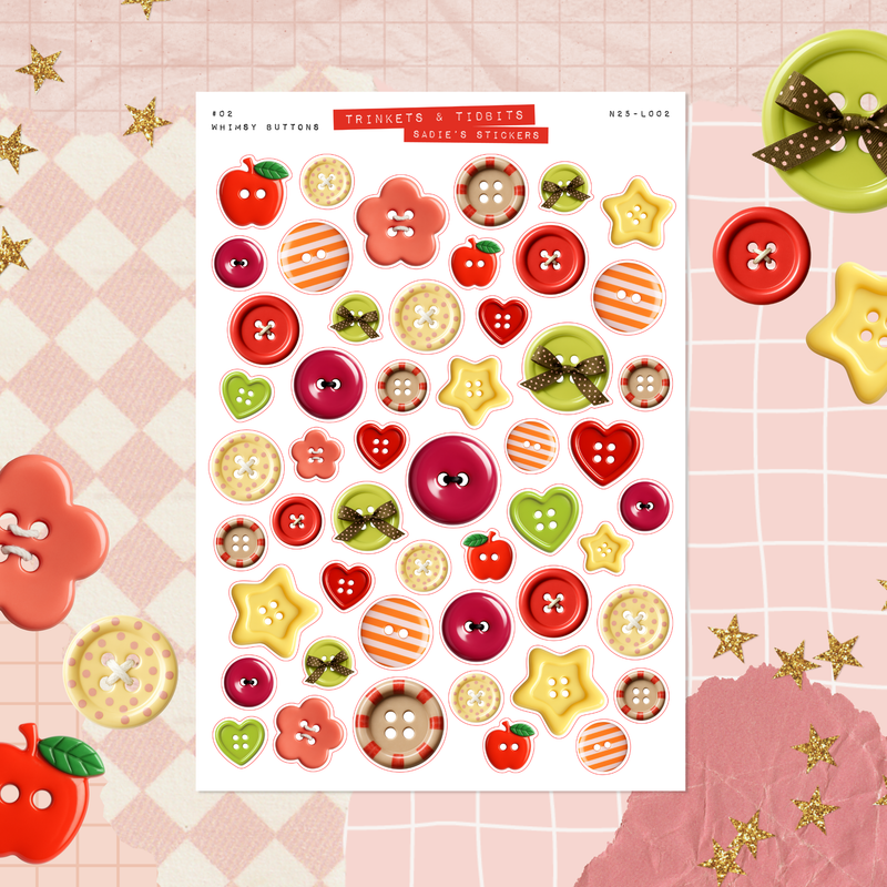 Whimsy Buttons • Trinkets & Tidbits Sticker Sheet
