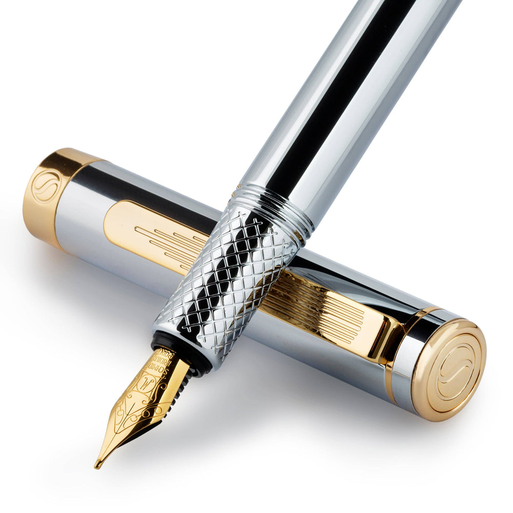 Luxury EDC Silver Gold Fountain Pen - Medium Nib