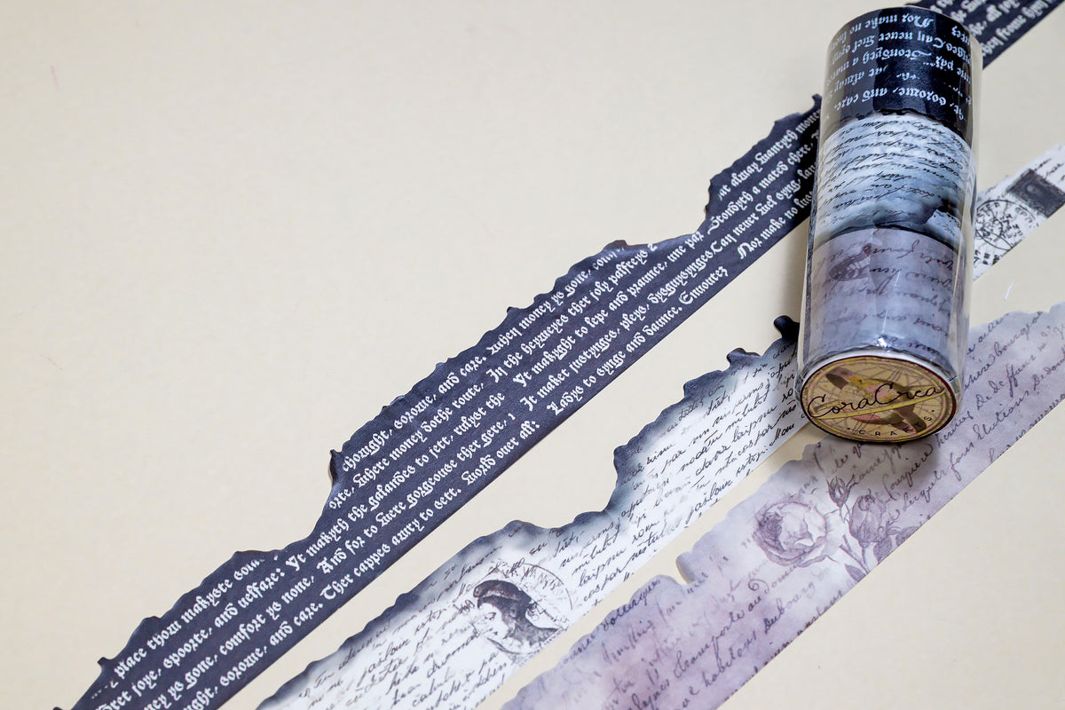 Burnt Writing Washi Tape Set – Washi Tape | CoraCreaCrafts