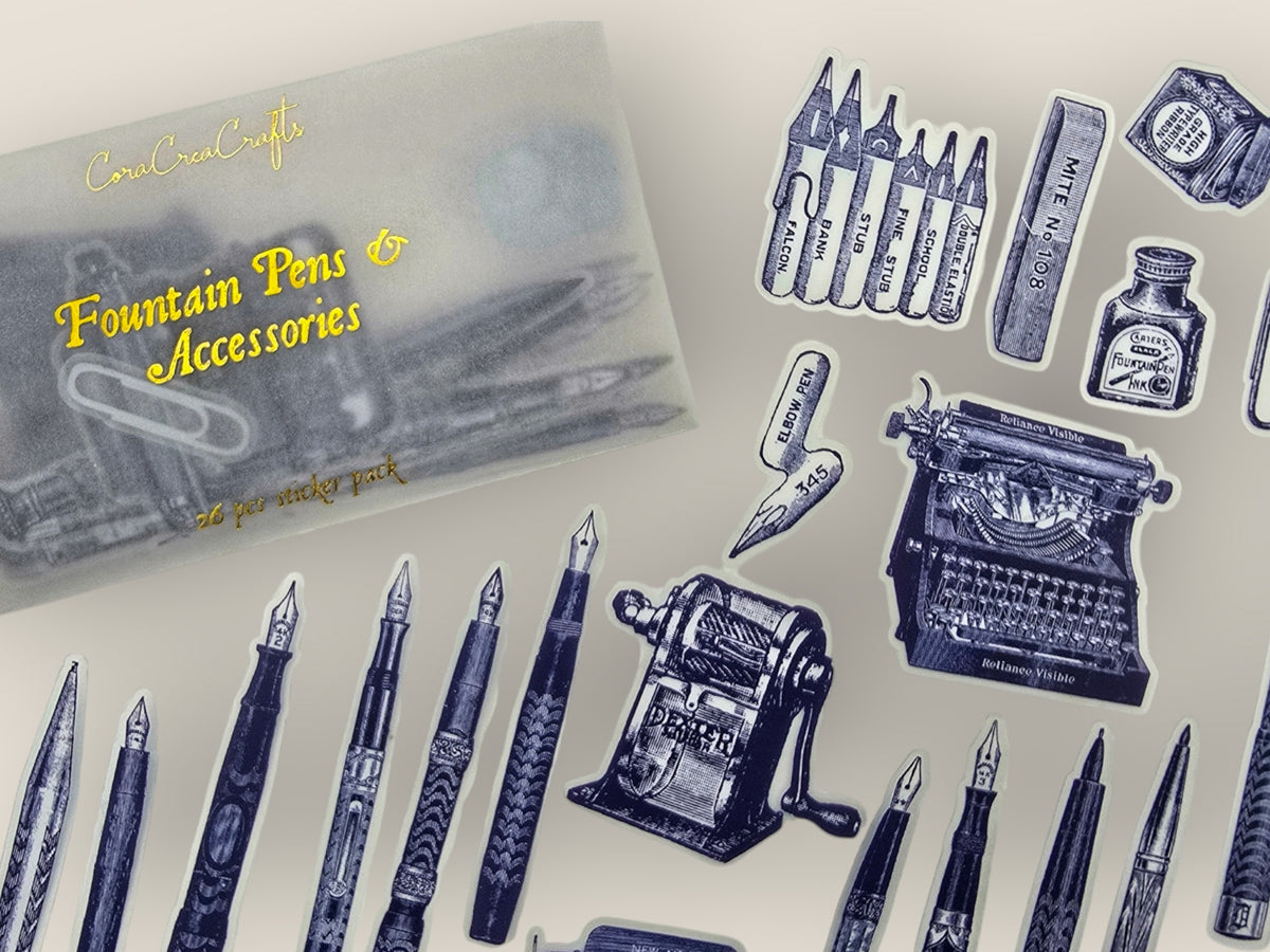 Fountain Pens Clear Stickers — Sticker Set | CoraCreaC