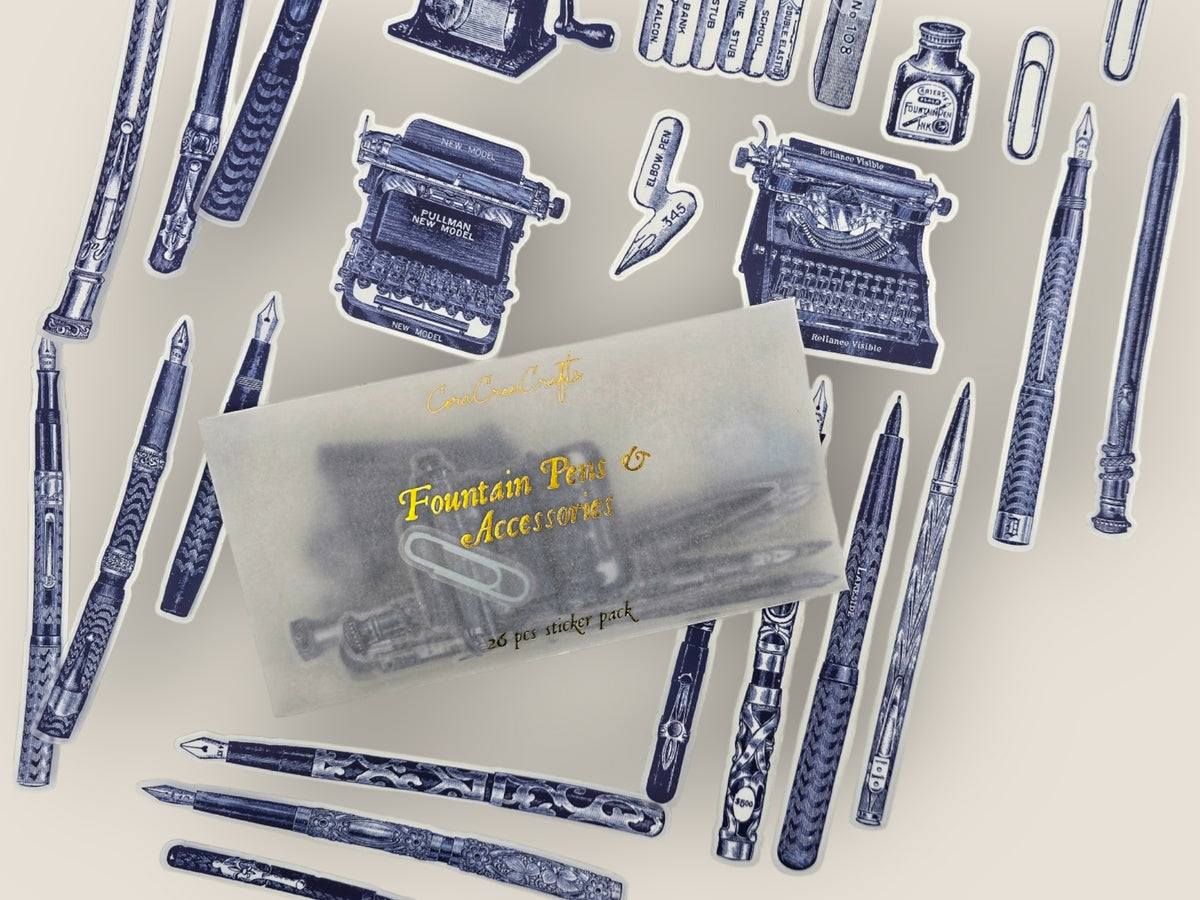 Fountain Pens Clear Stickers — Sticker Set | CoraCreaC