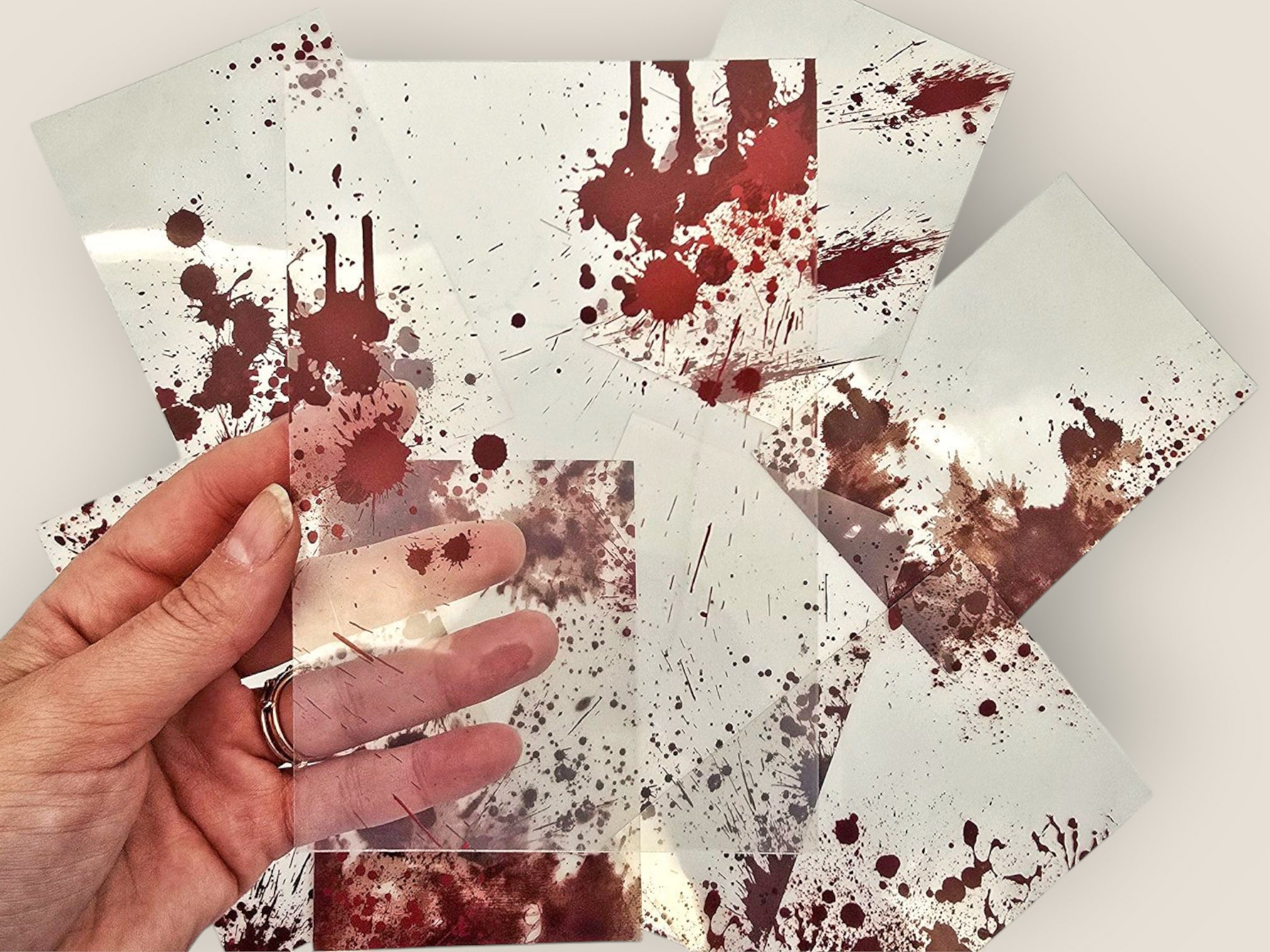 Blood Spatter Transparent Cards