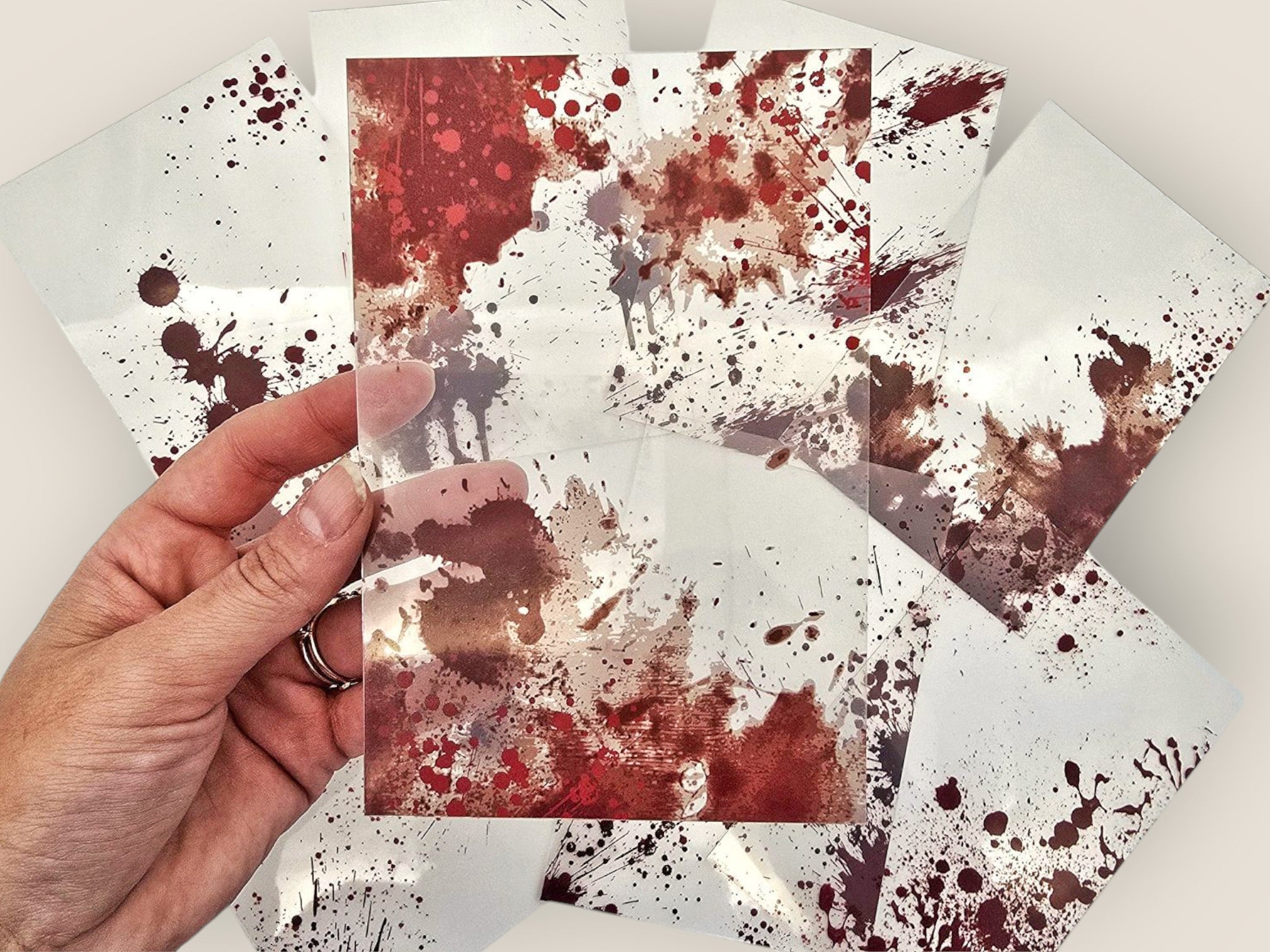 Blood Spatter Transparent Cards