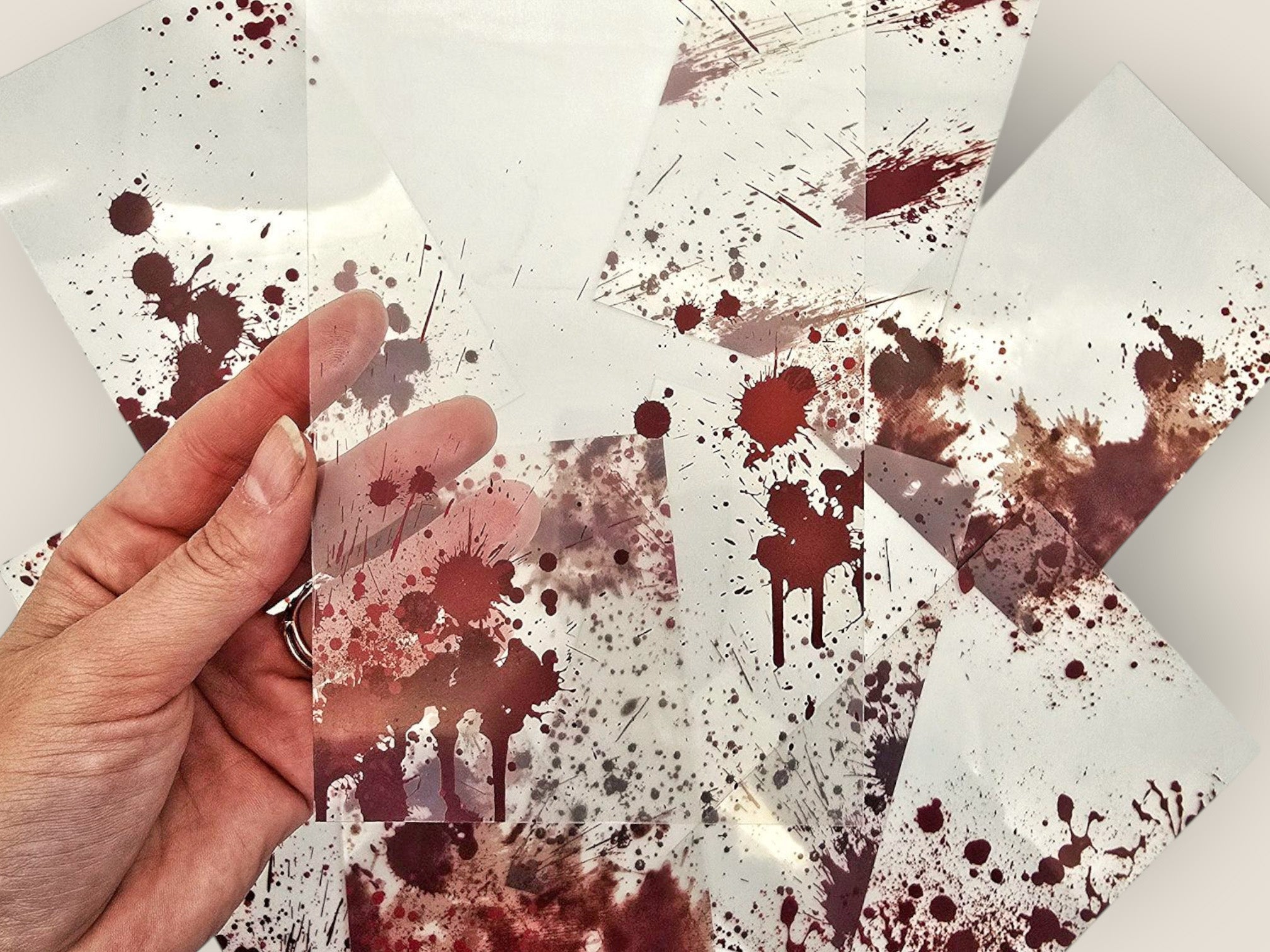 Blood Spatter Transparent Cards