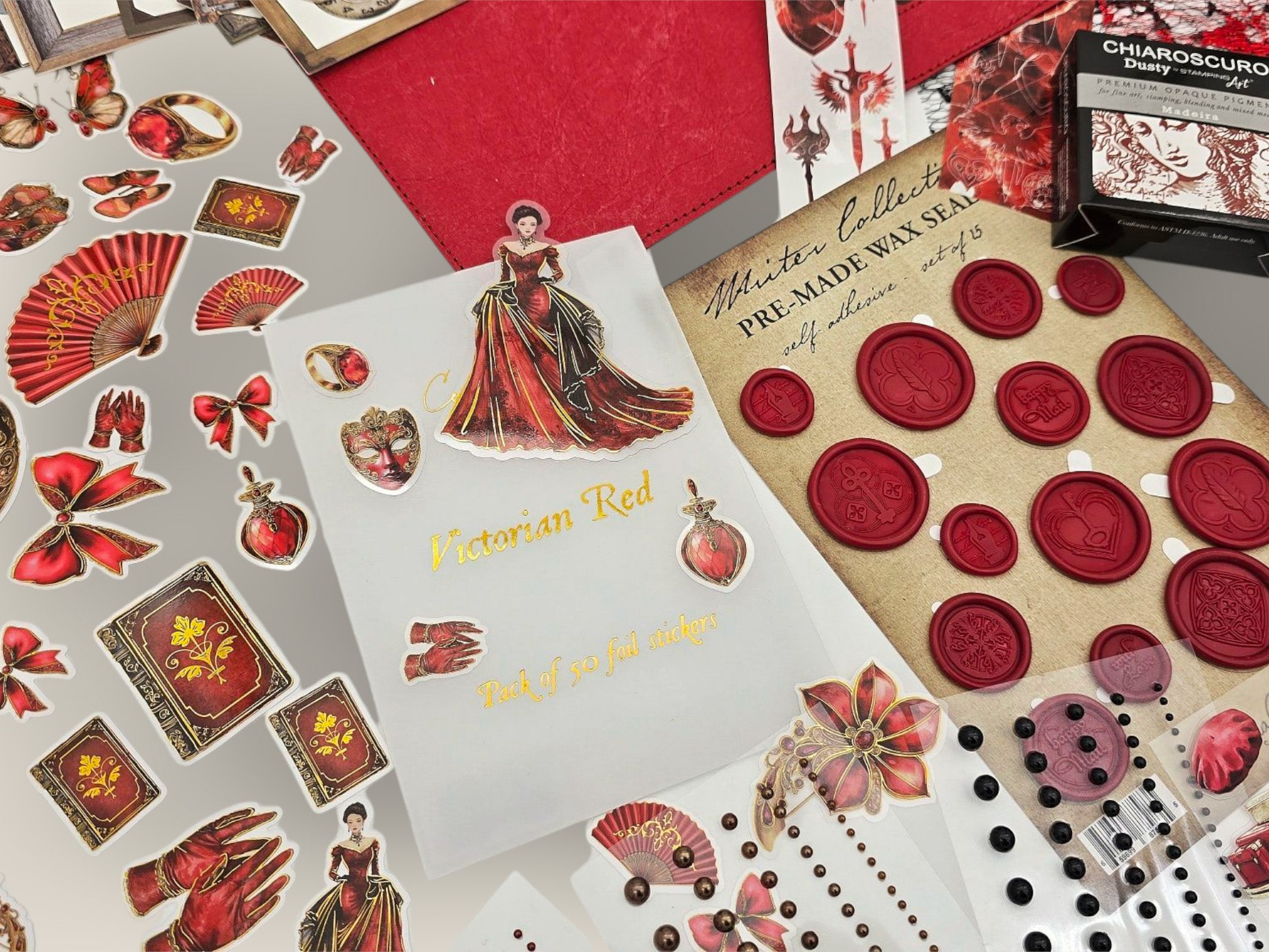 Victorian Red Foil Sticker Pack