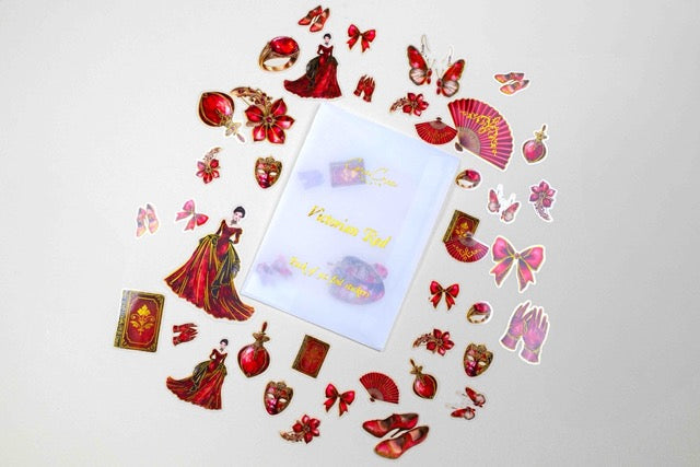 Victorian Red Foil Sticker Pack