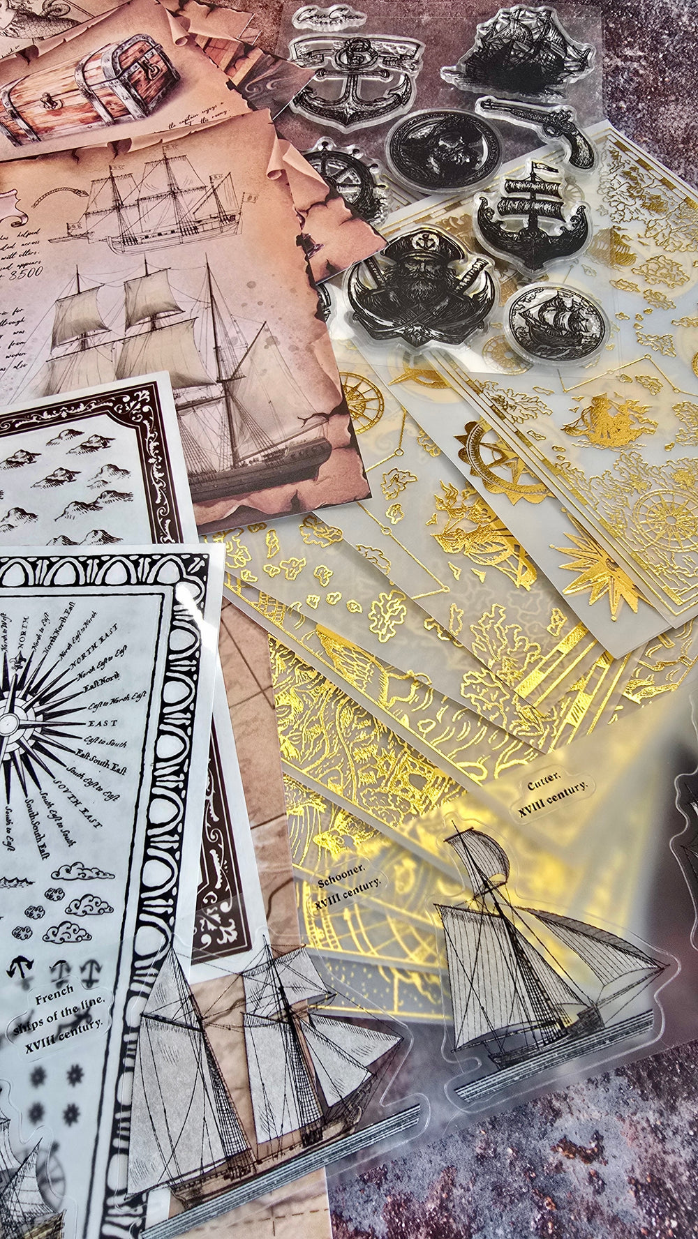 Foiled Nautical Maps Vellum Papers