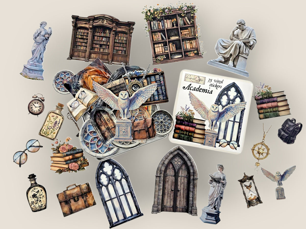 From Adda Sticker Box Academia Sticker Tin Box — Sticker Set | CoraCreaCraft