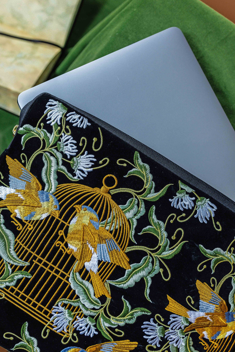 Bird Embroidered Notebook & Pouch