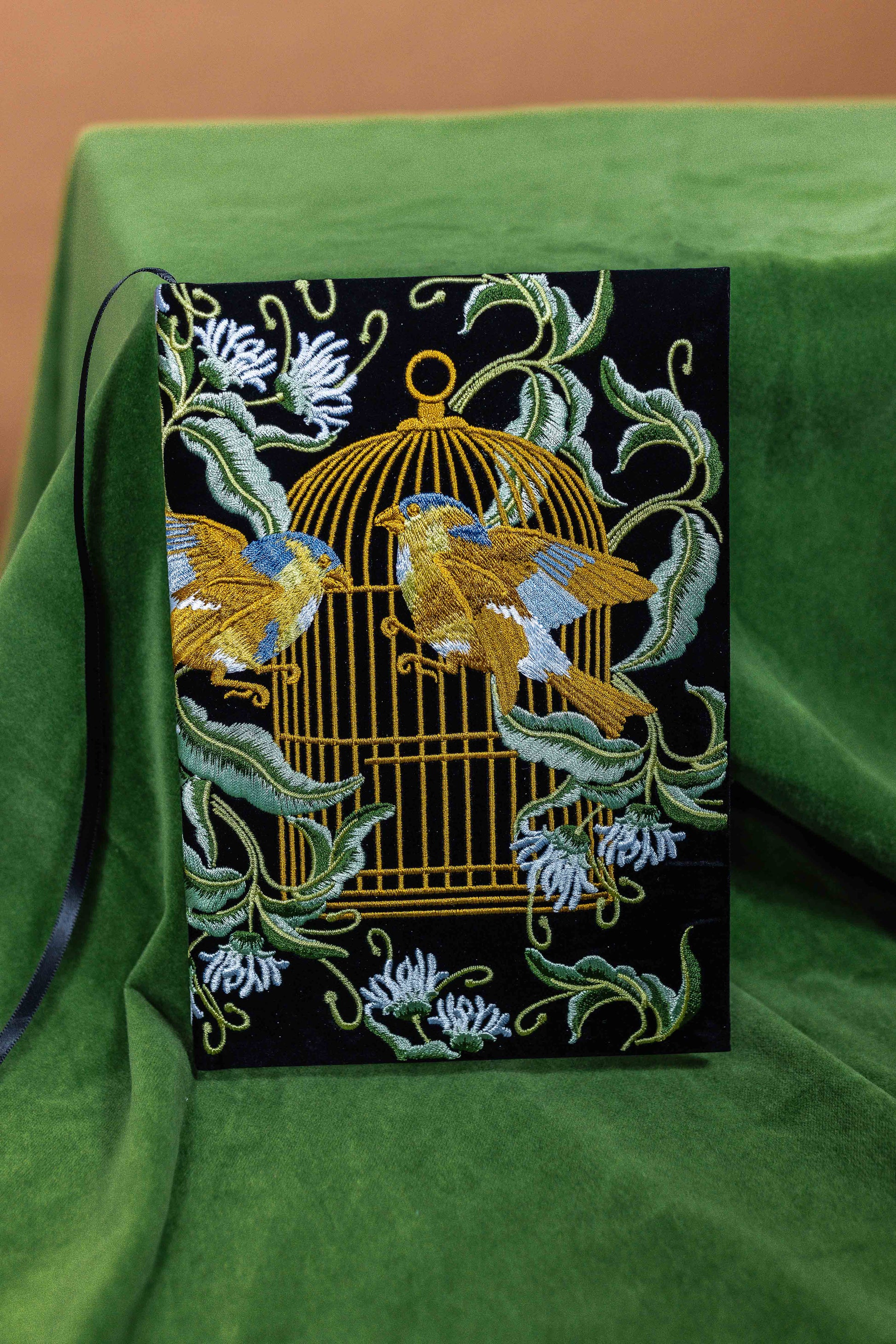 Bird Embroidered Notebook & Pouch