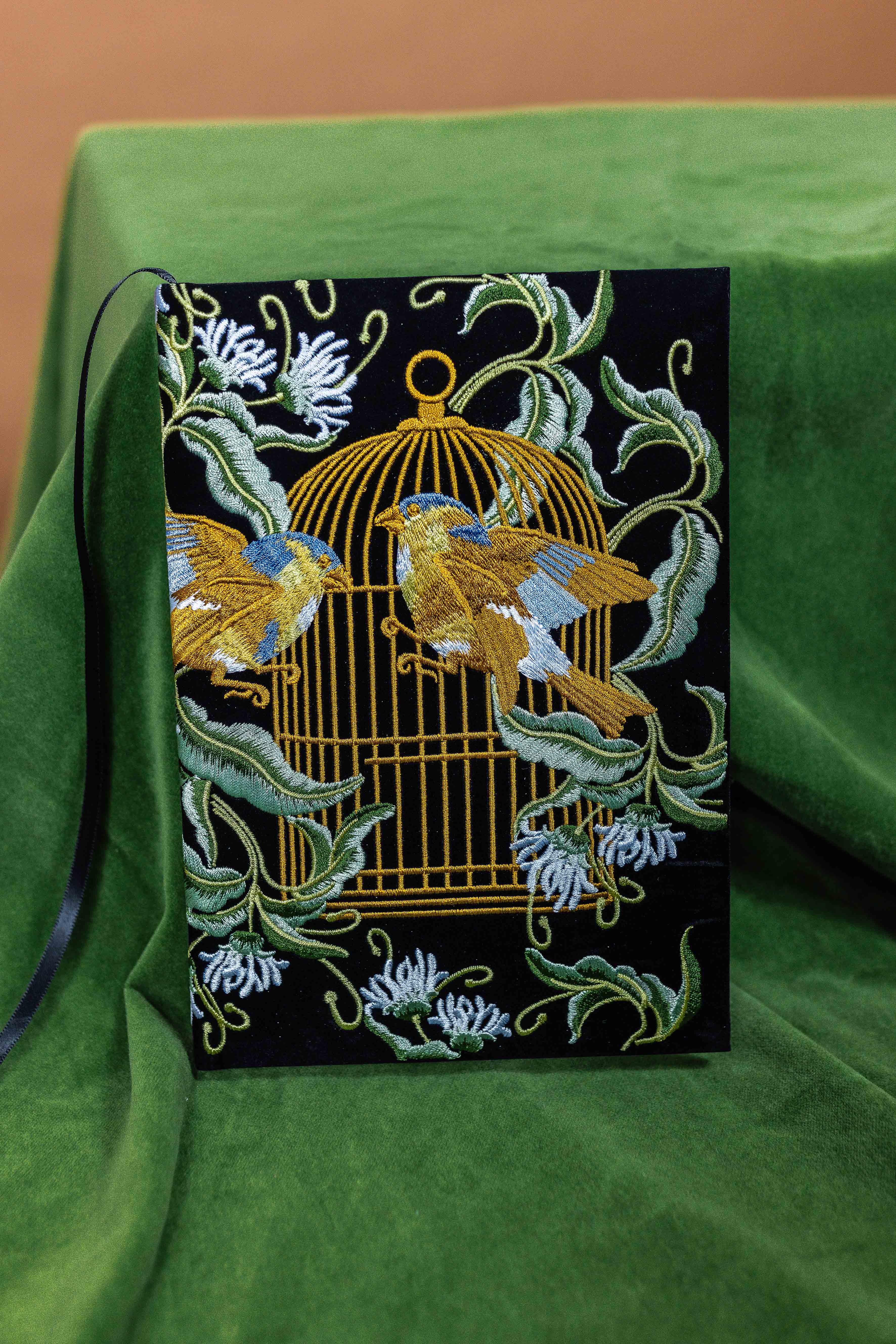 Bird Embroidered Notebook & Pouch