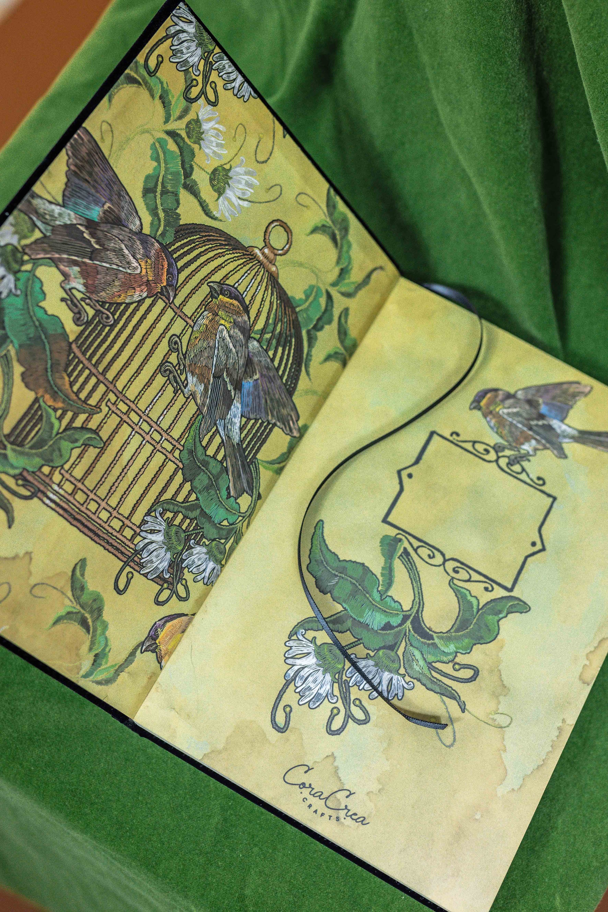 Bird Embroidered Notebook & Pouch