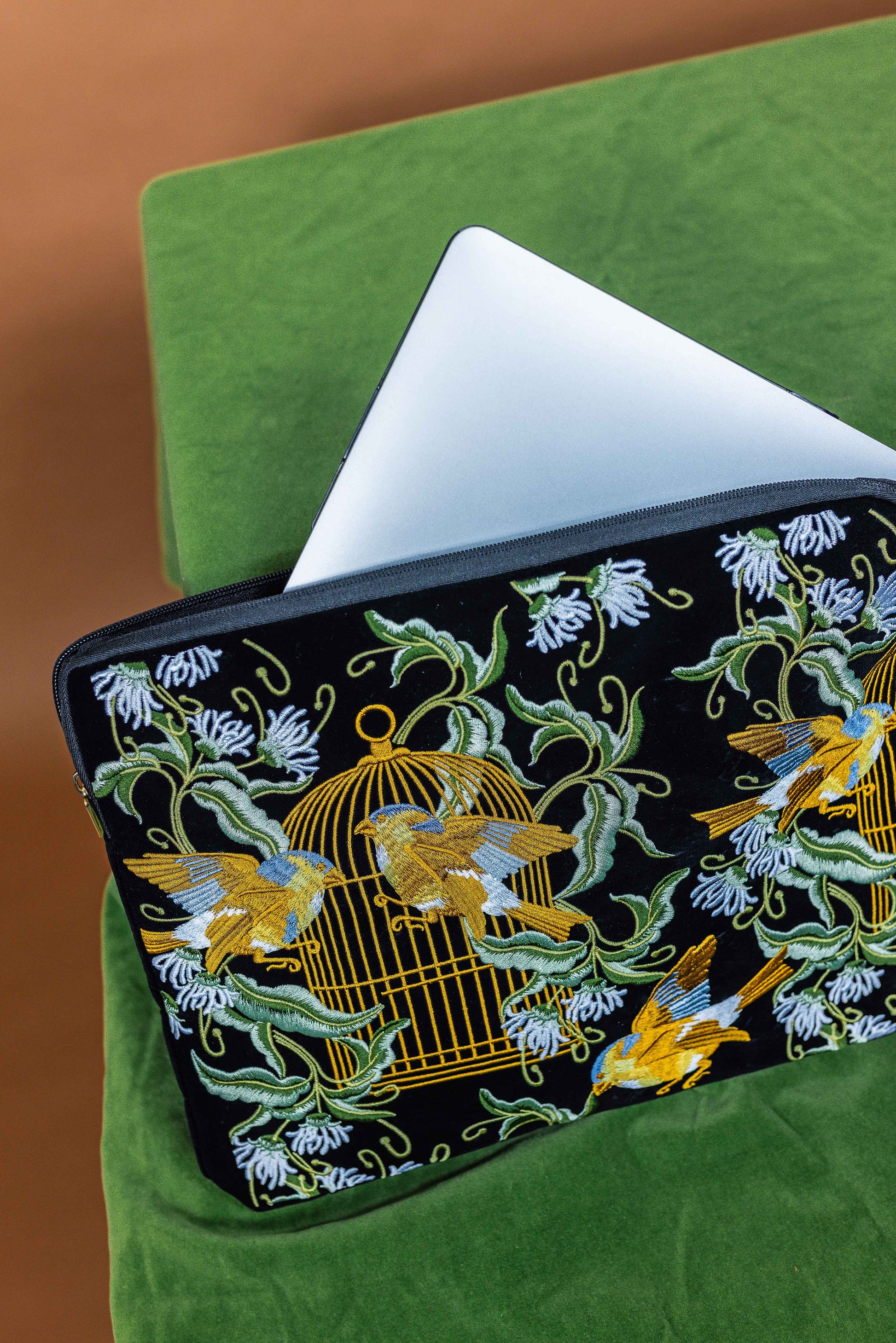 Bird Embroidered Notebook & Pouch