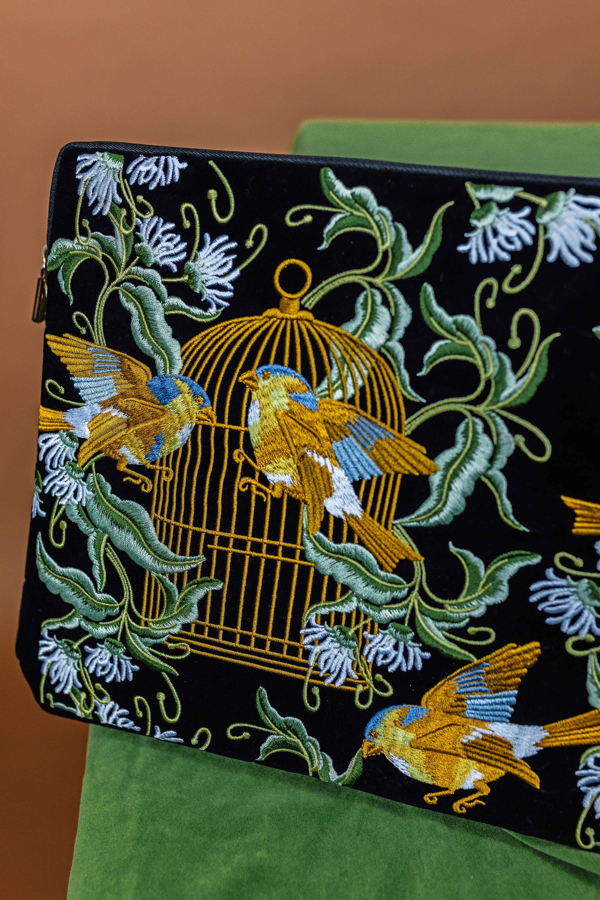 Bird Embroidered Notebook & Pouch