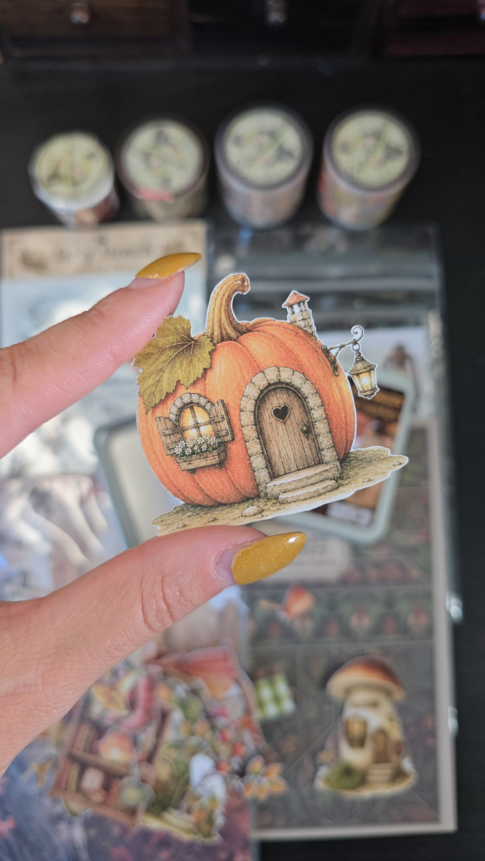 Autumn Houses Sticker Tin