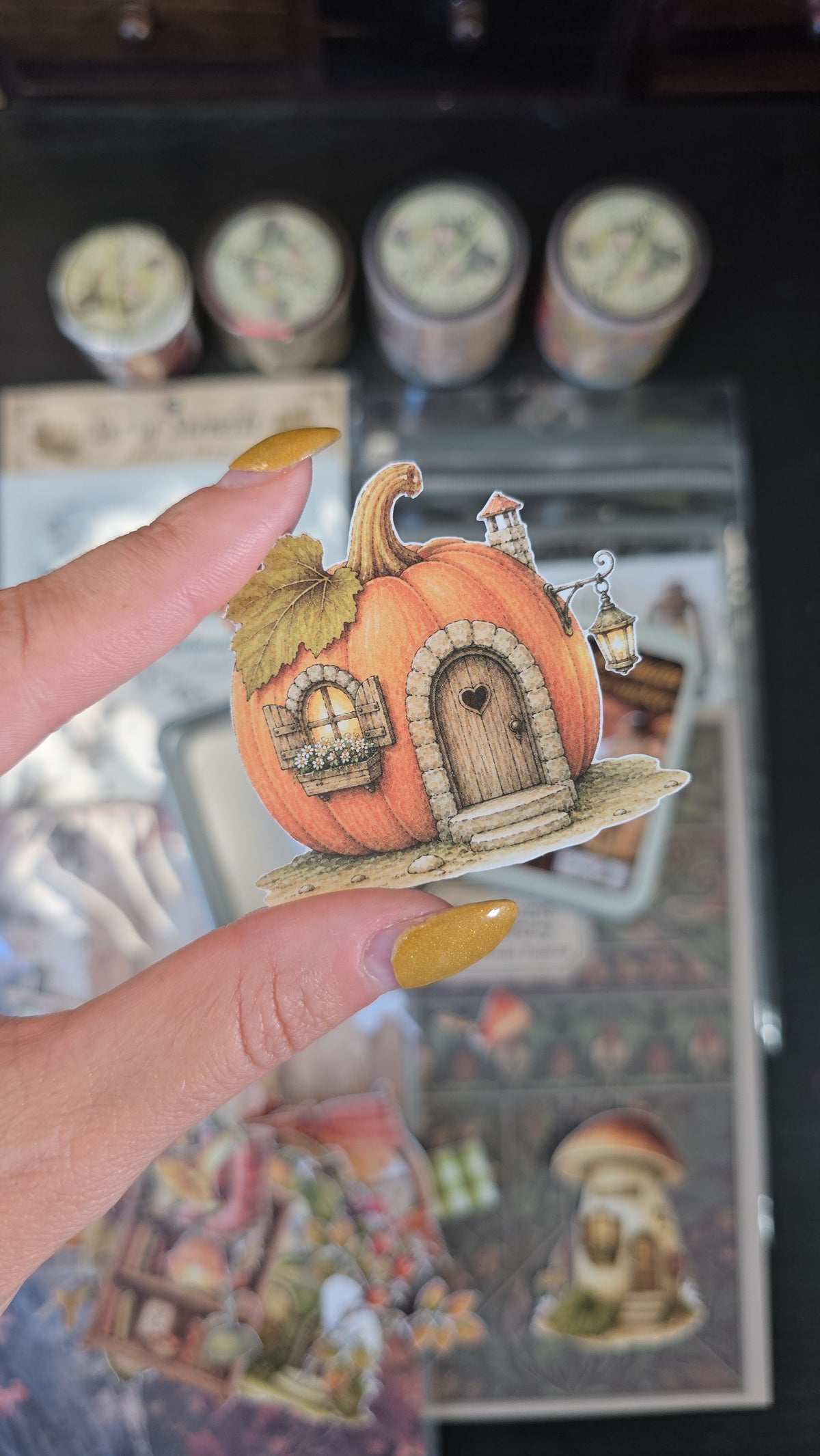 Autumn Houses Sticker Tin