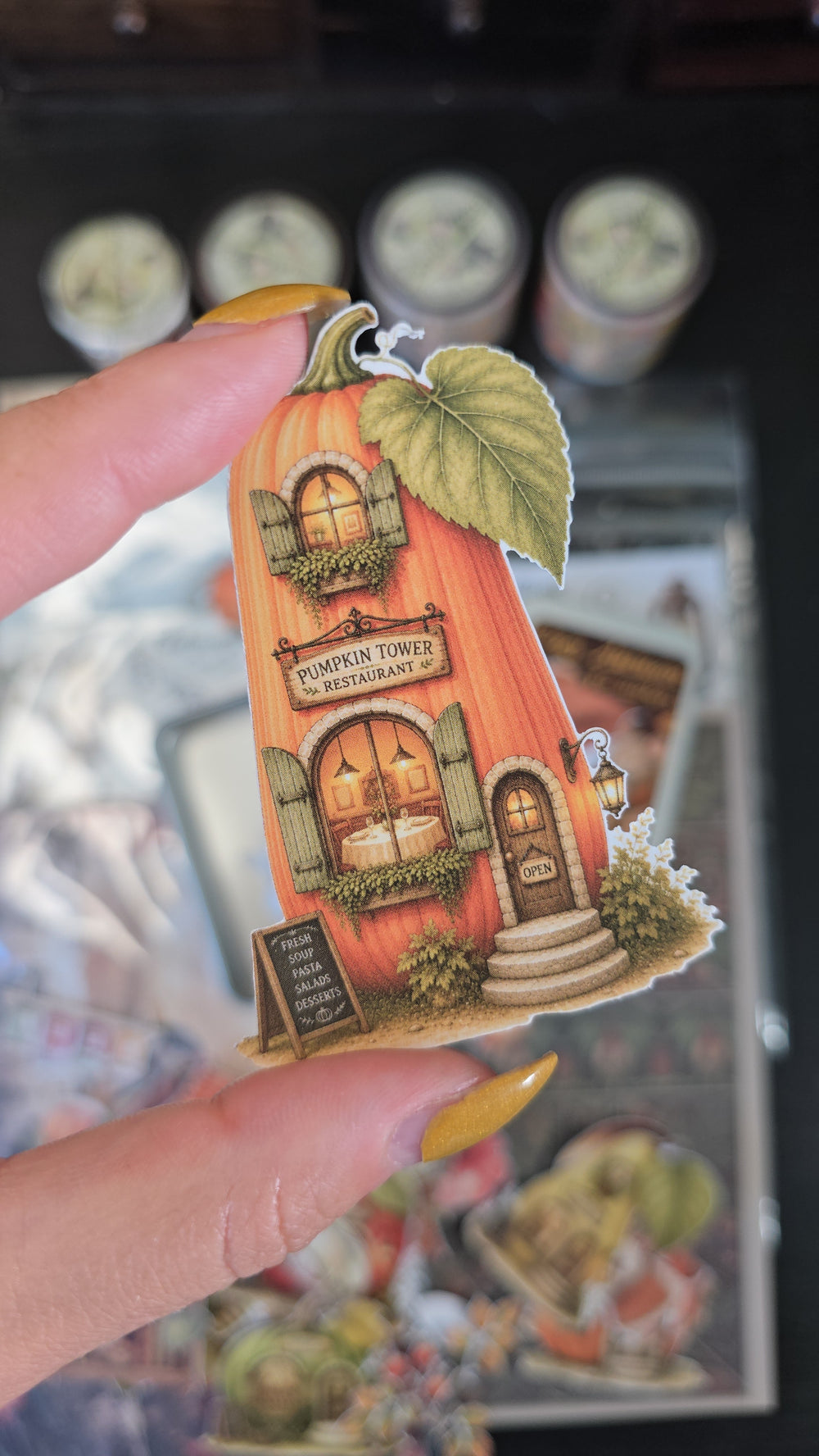 Autumn Houses Sticker Tin