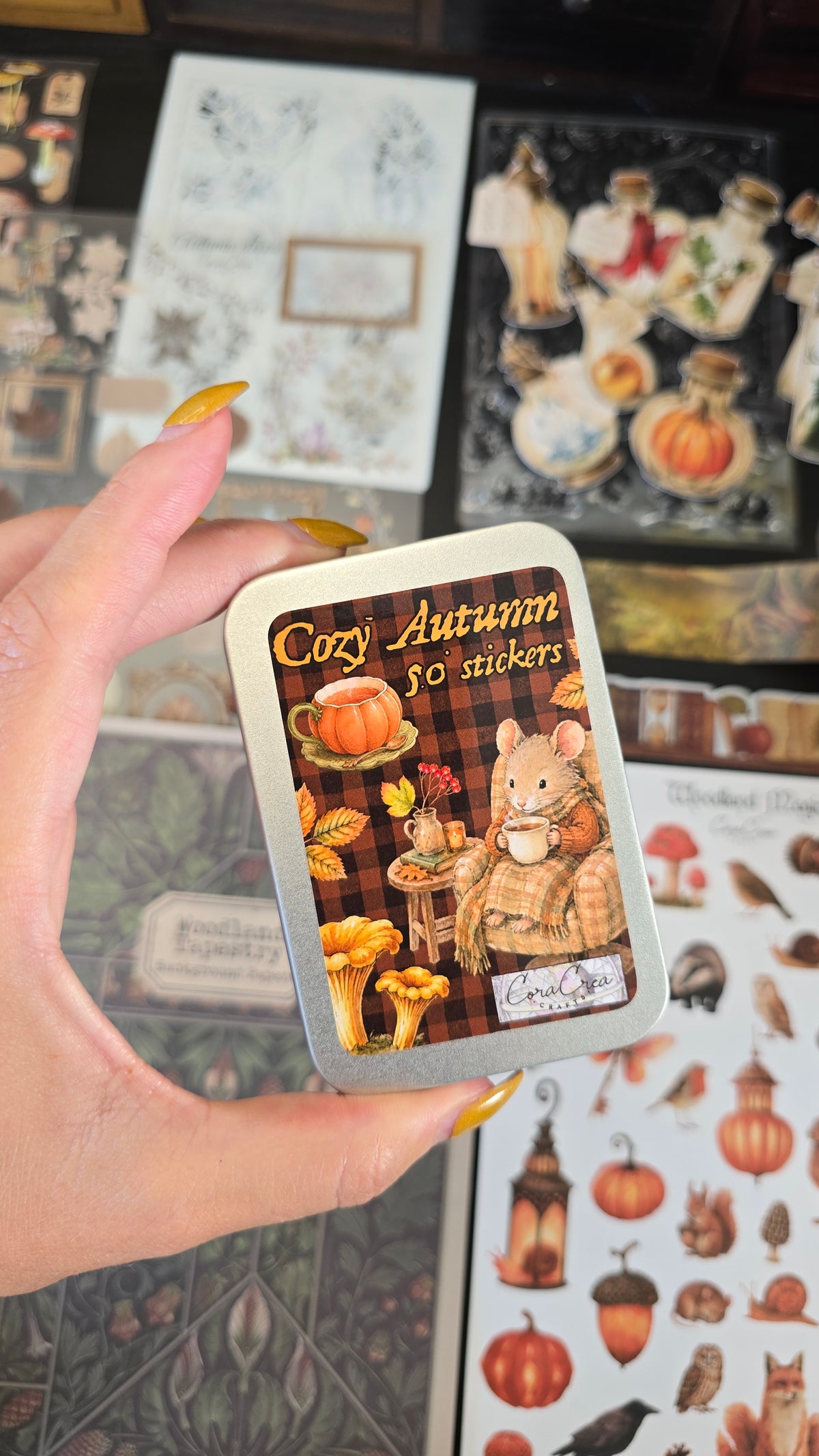 Autumn Houses Sticker Tin