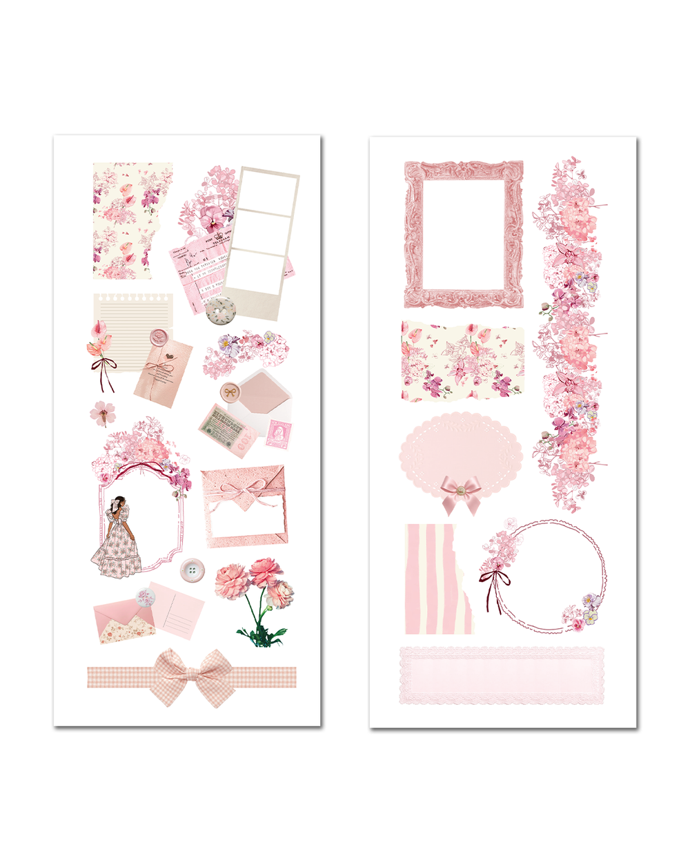 Pink Romantic - Vintage Ephemera Sticker Sheet Set