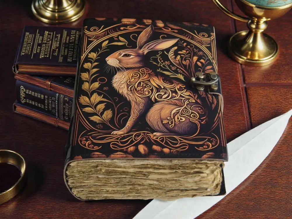 Hare Rabbit Leather Journal Handmade Vintage Grimoire