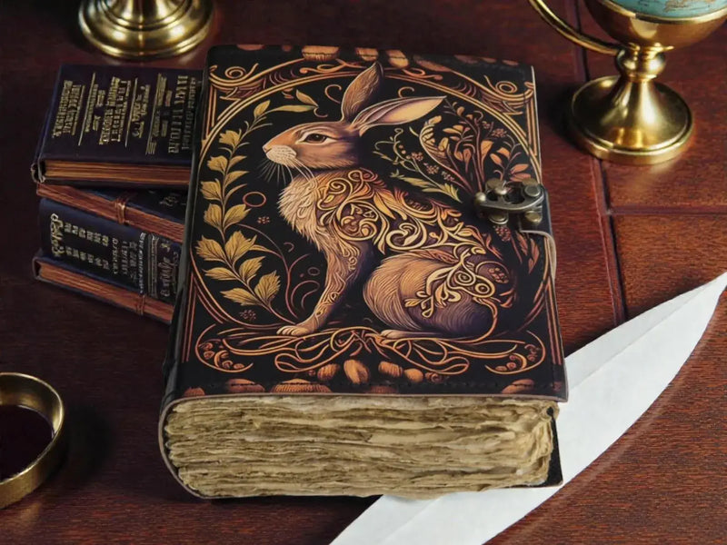 Hare Rabbit Leather Journal Handmade Vintage Grimoire