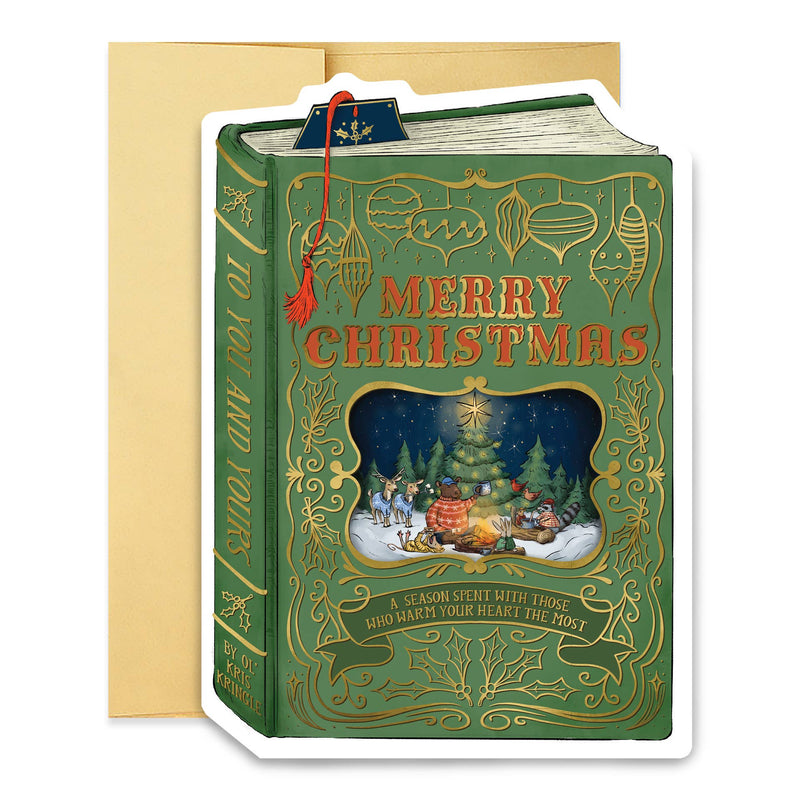 Merry Christmas Book Cover Card Greeting Card