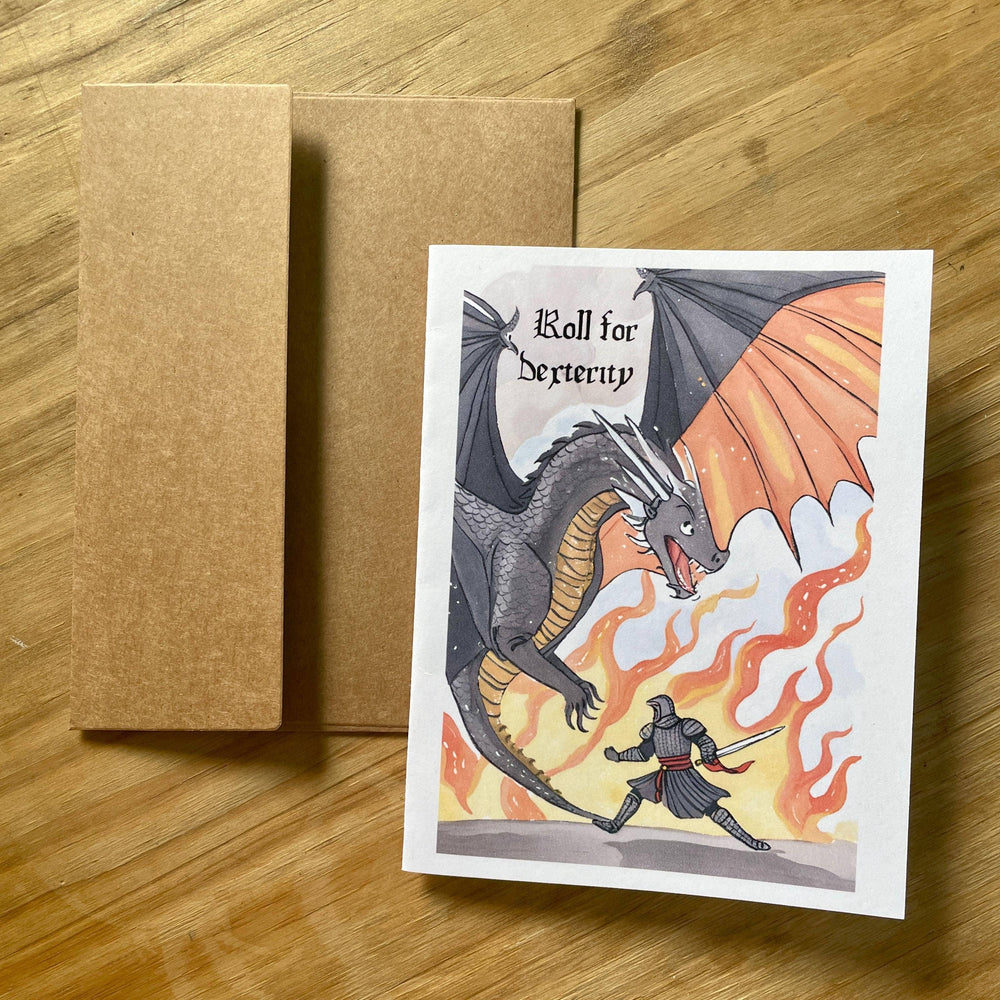 Medieval Knight And Dragon Encouragement Card roll for dexterity