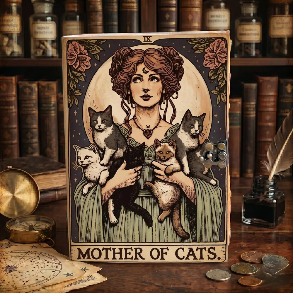 The Mother of Cats Vintage Journal Celestial Gothic Grimoire