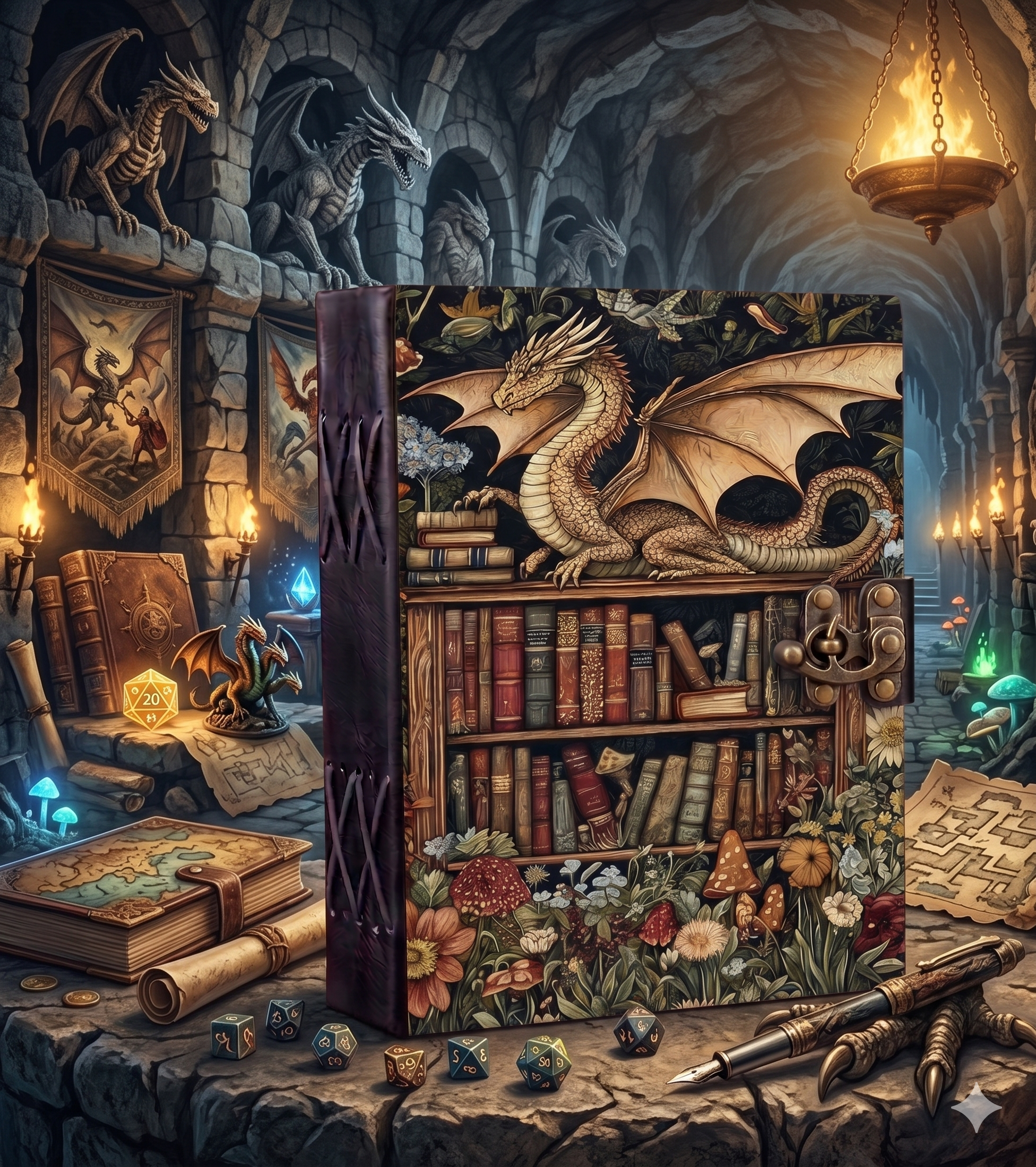Medieval Enchanted Dragon Bookshelf Journal