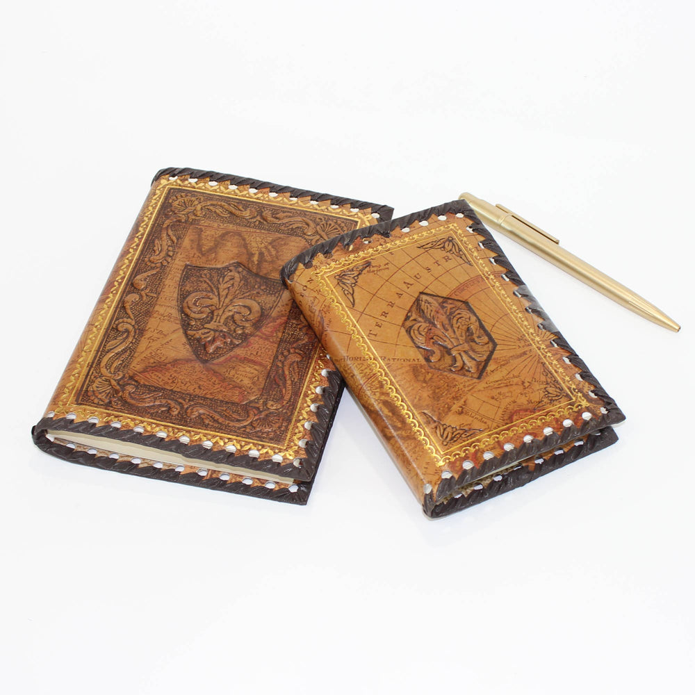 Stamped Leather Notebooks, Refillable Lined Pages, Italian