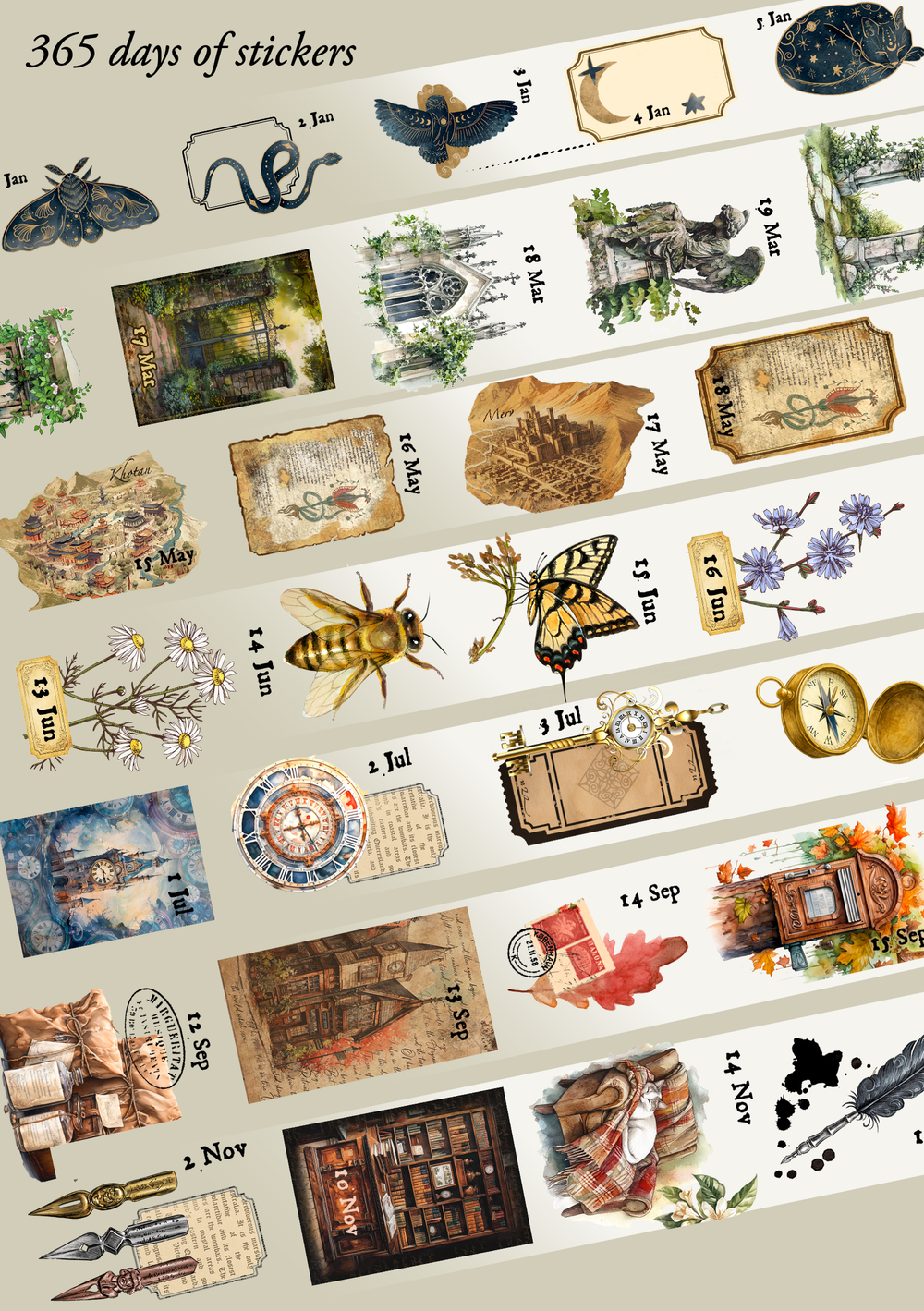 365 Days of Stickers in a Roll