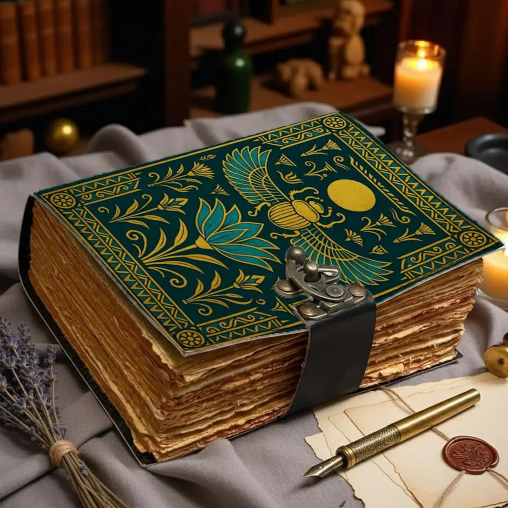 Egyptian Scarab Vintage Handmade Leather Journal Grimoire