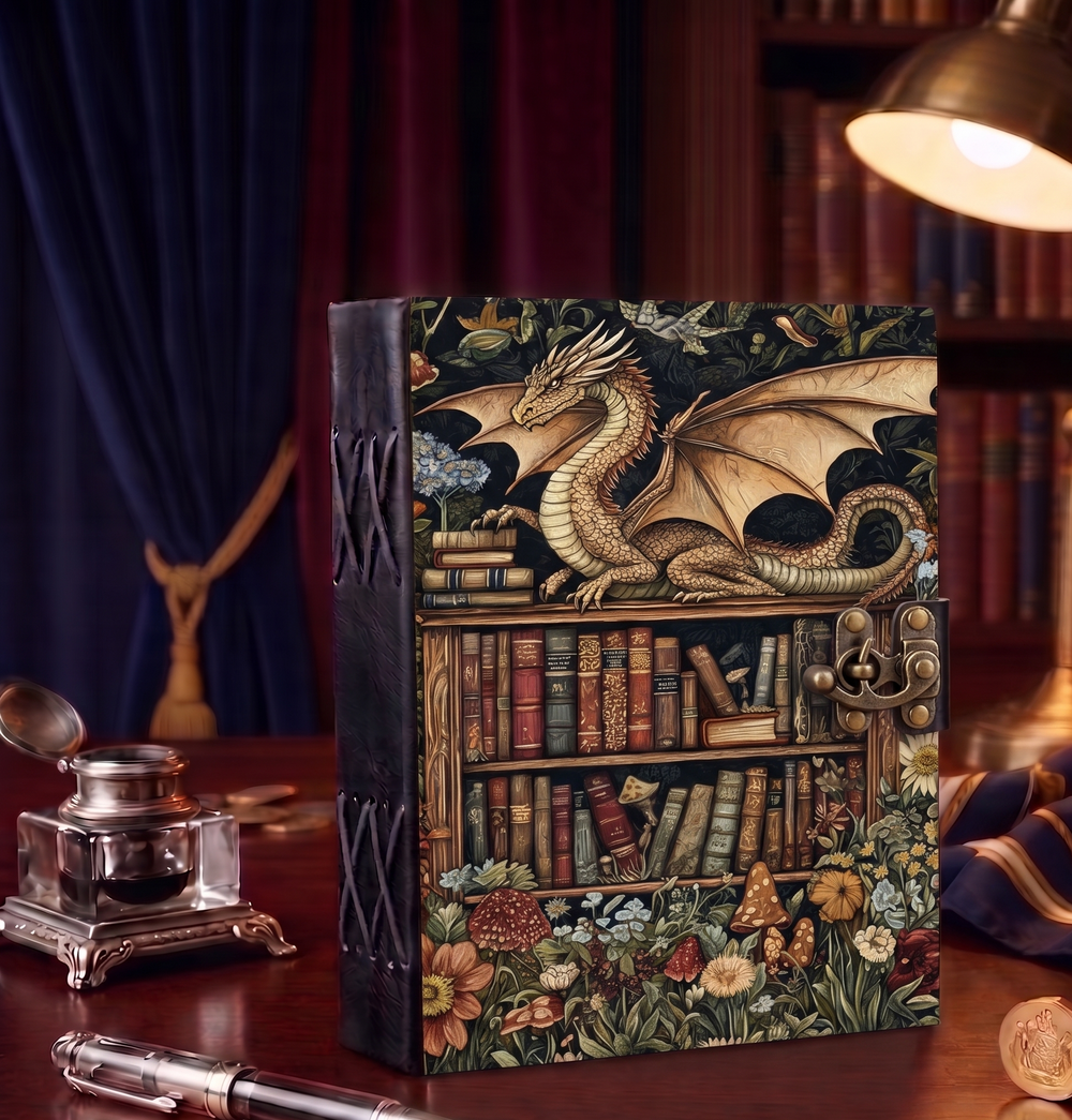 Medieval Enchanted Dragon Bookshelf Journal