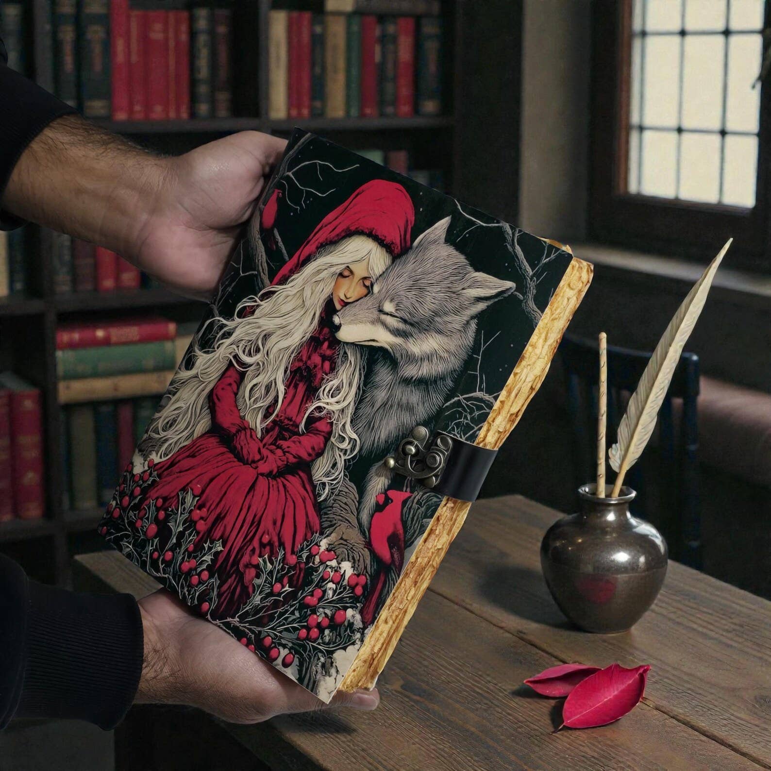 Little Red Riding Hood Leather Journal Handmade Vintage Grimoire